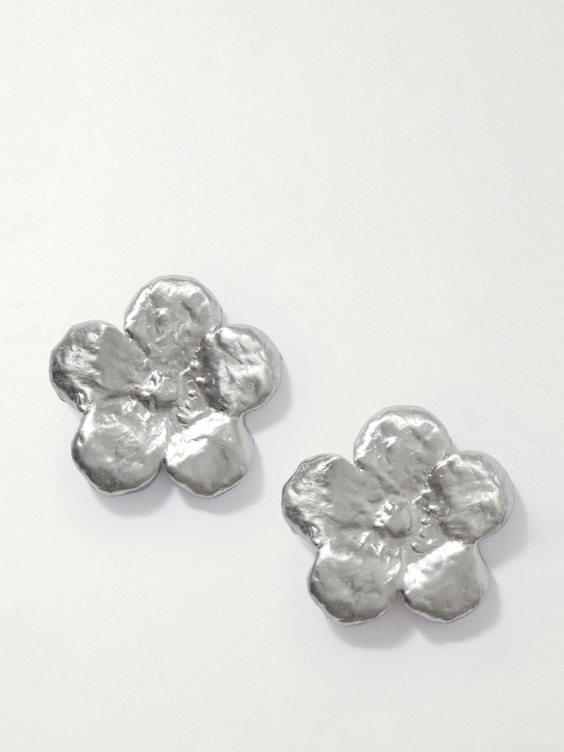Flower silver-plated earrings