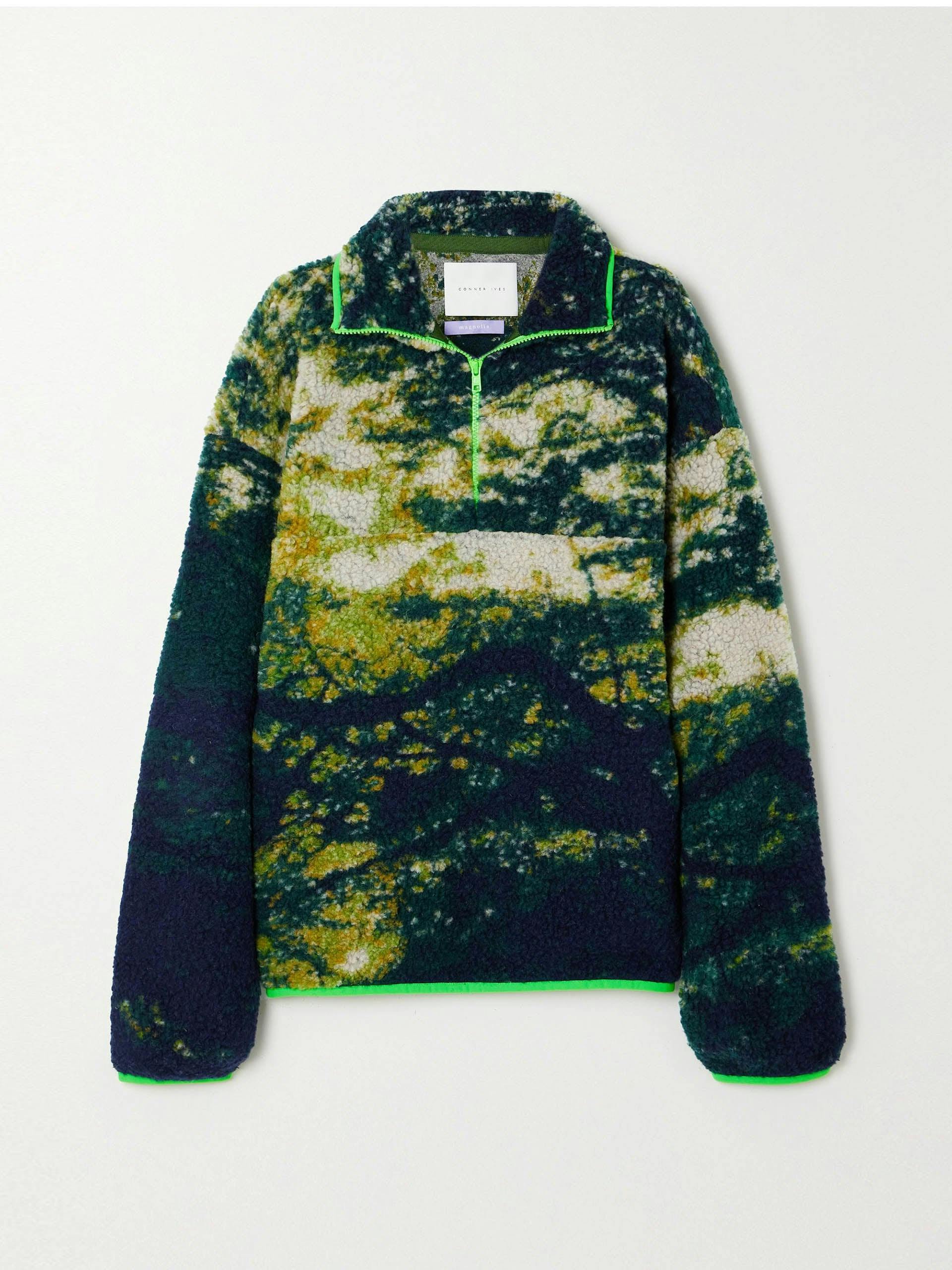 Printed fleece half-zip sweater