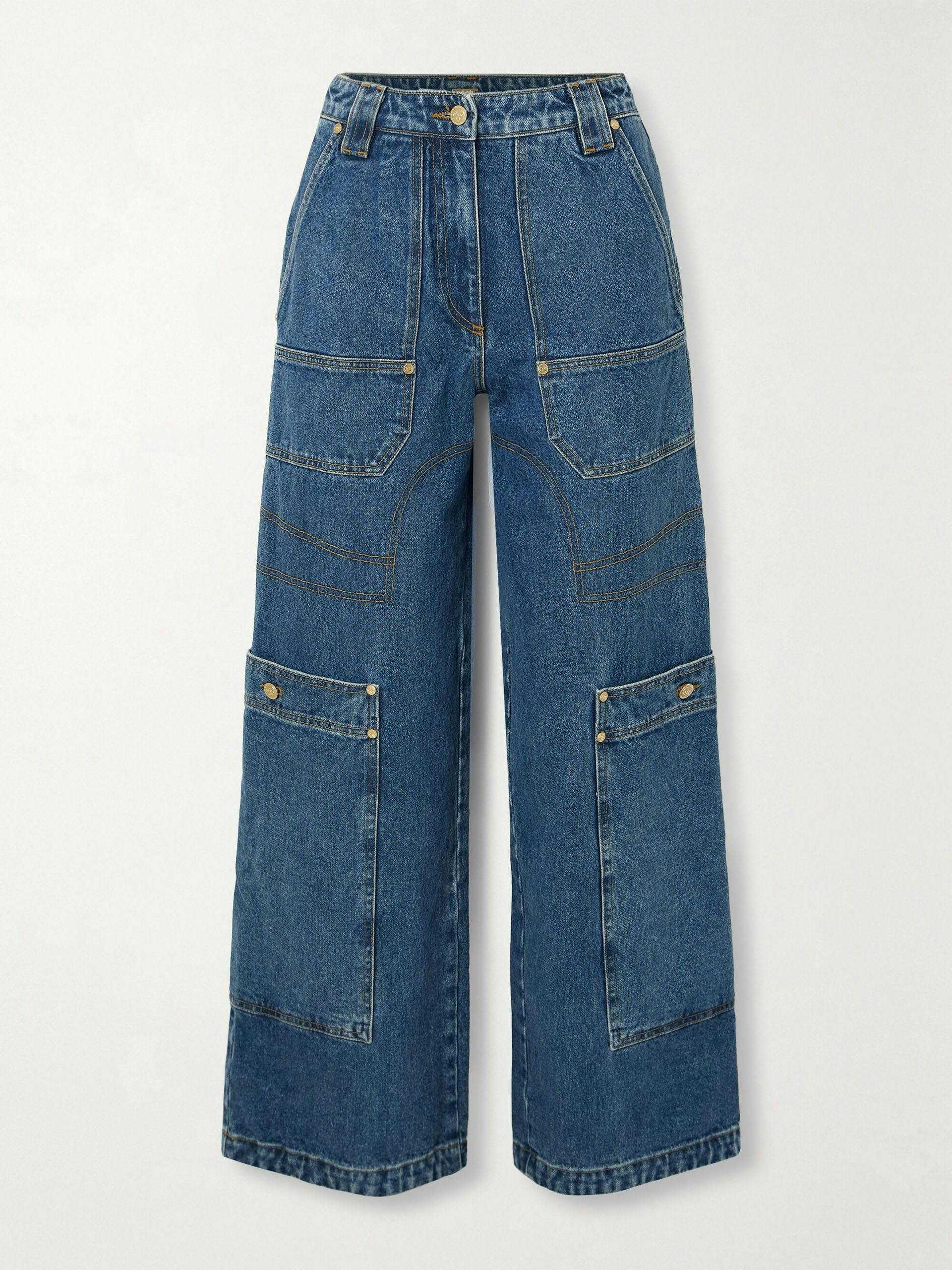 Wynn high-rise wide-leg cargo jeans