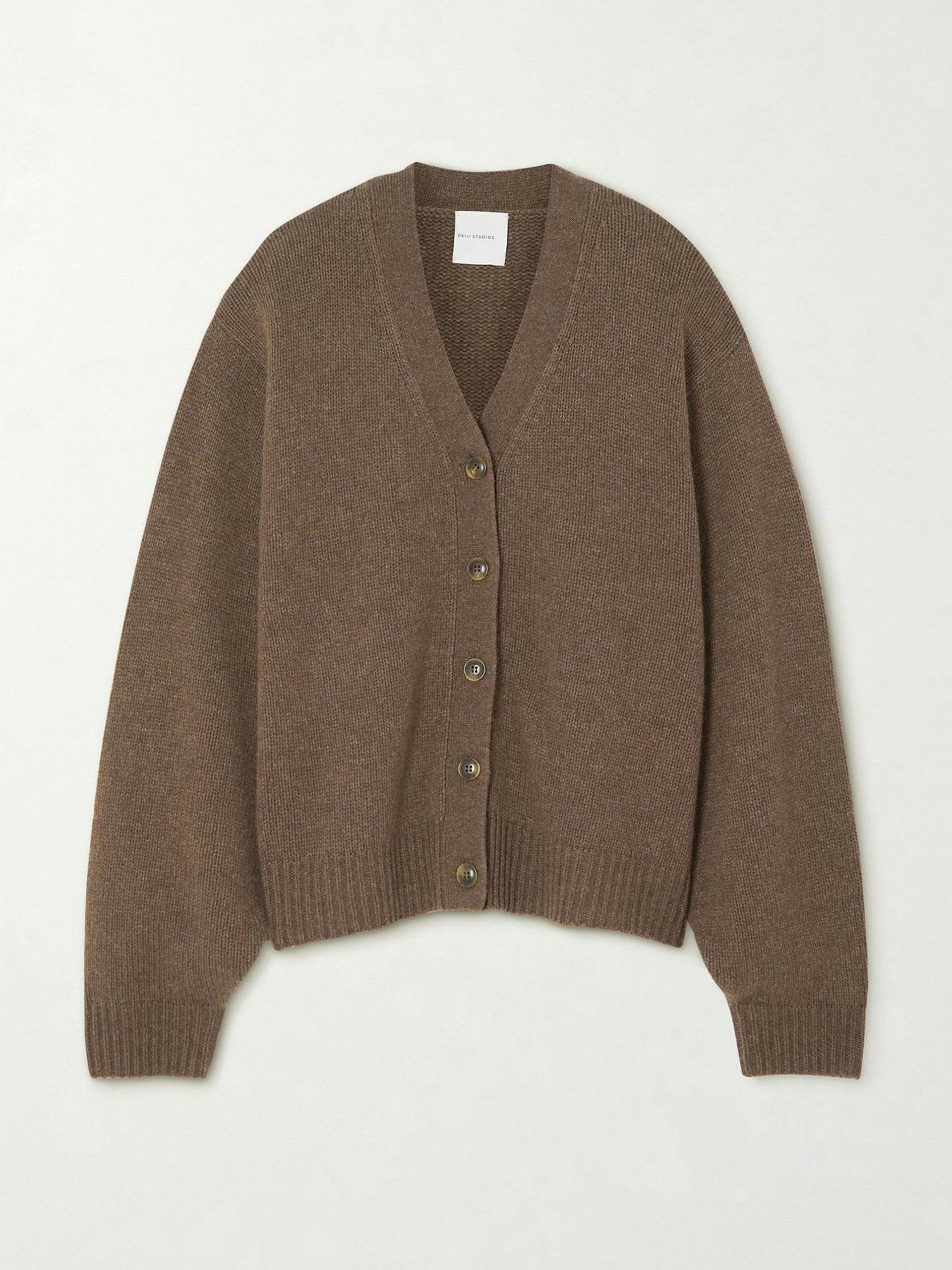 Brown wool-blend cardigan