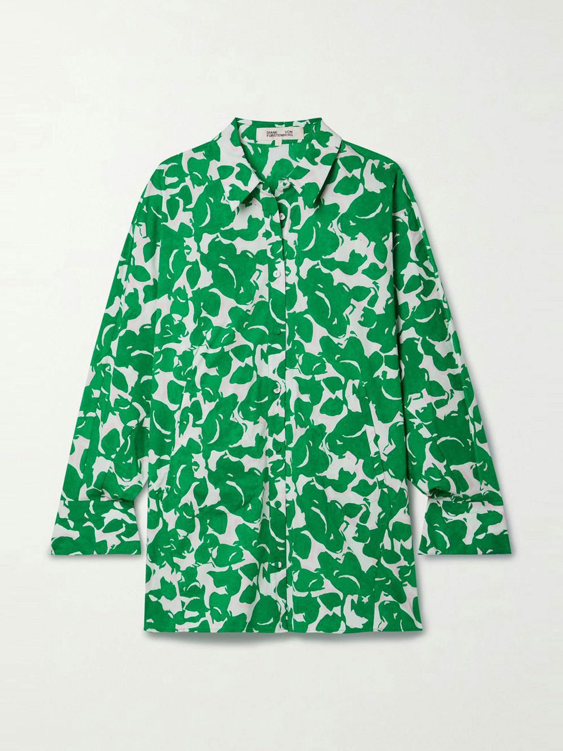 Green and white oversized shirt