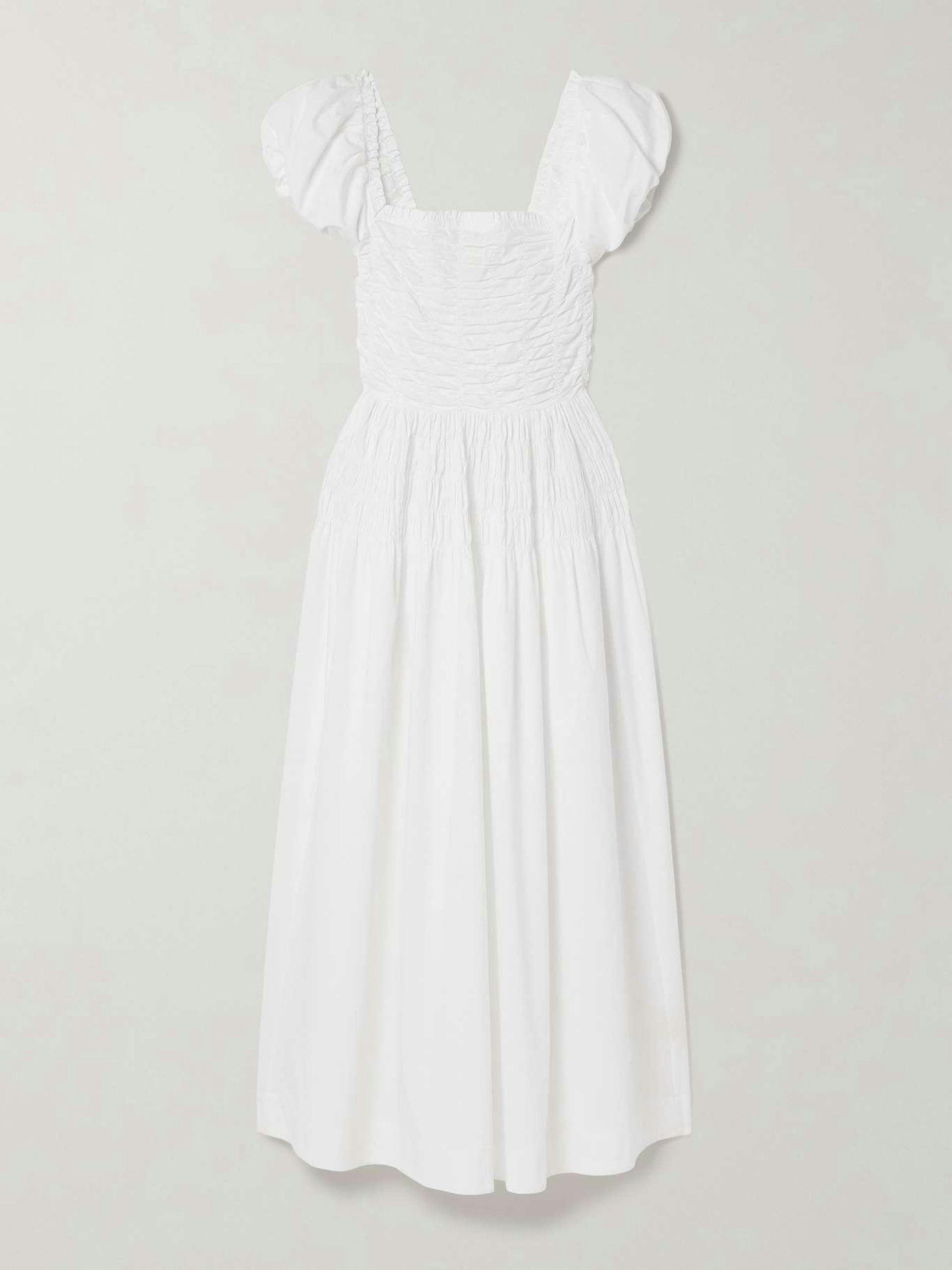 Katherina shirred cotton-voile midi dress