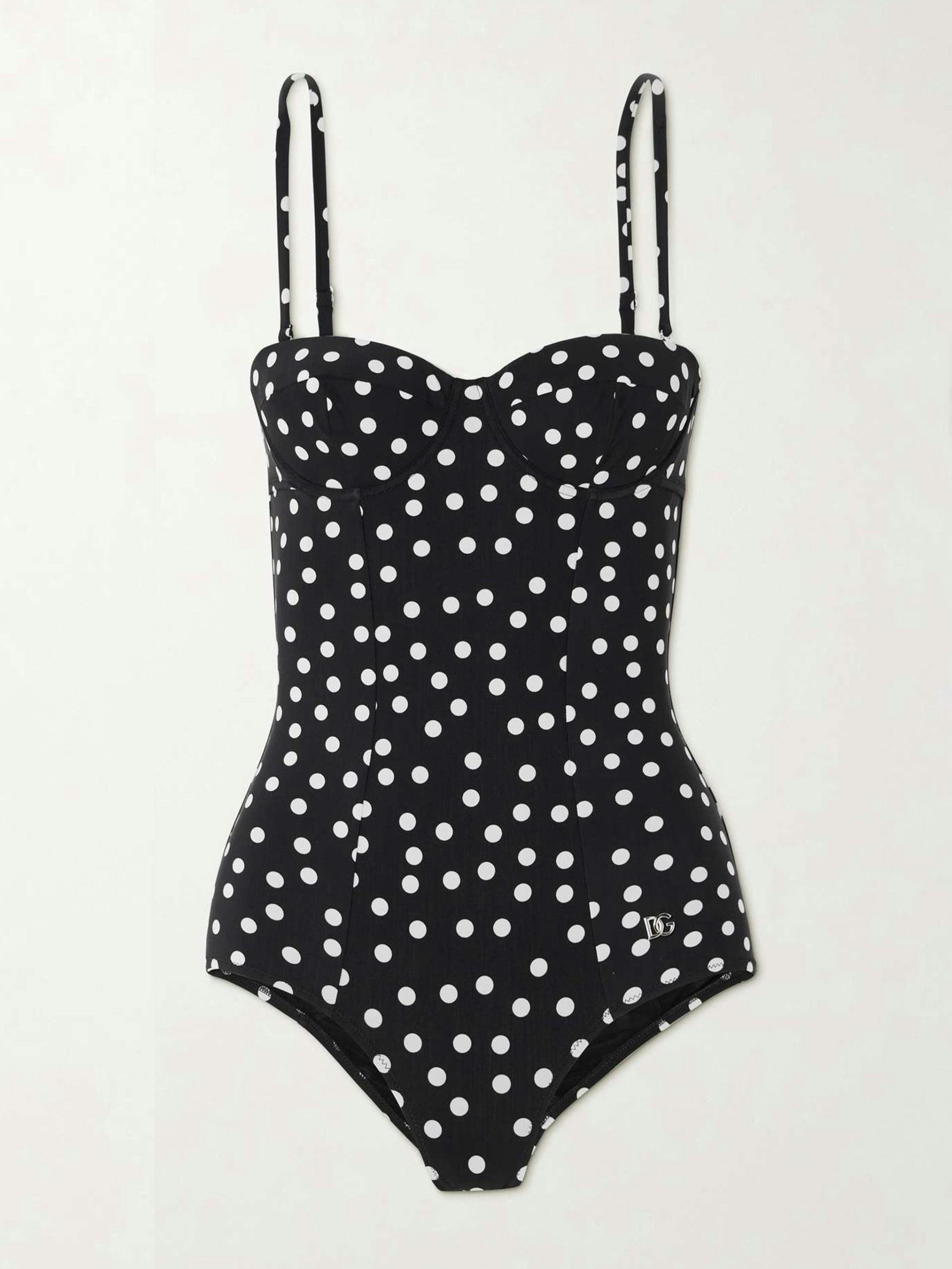 Polka-dot underwired swimsuit