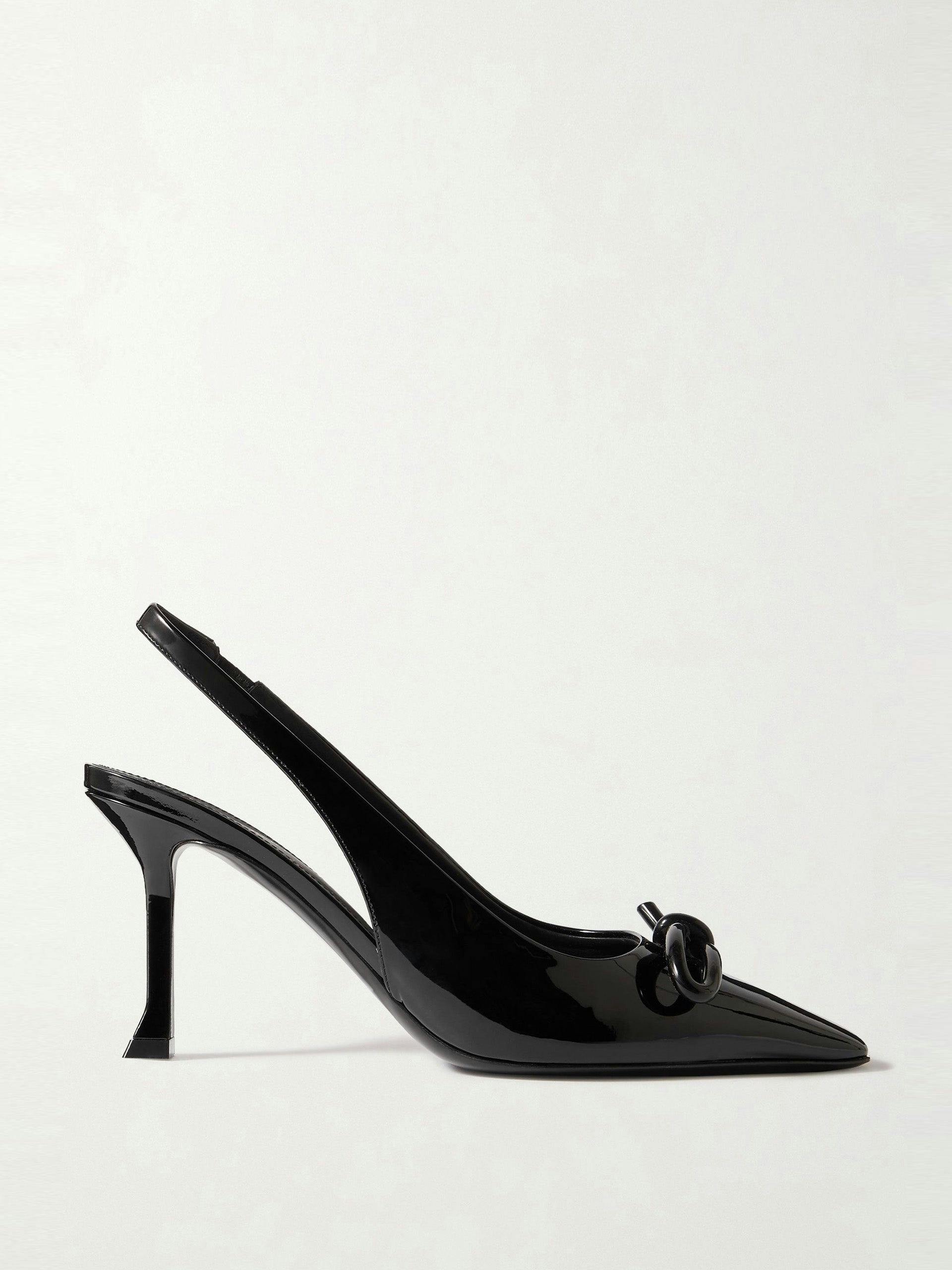 Arlene knotted patent-leather slingback pumps