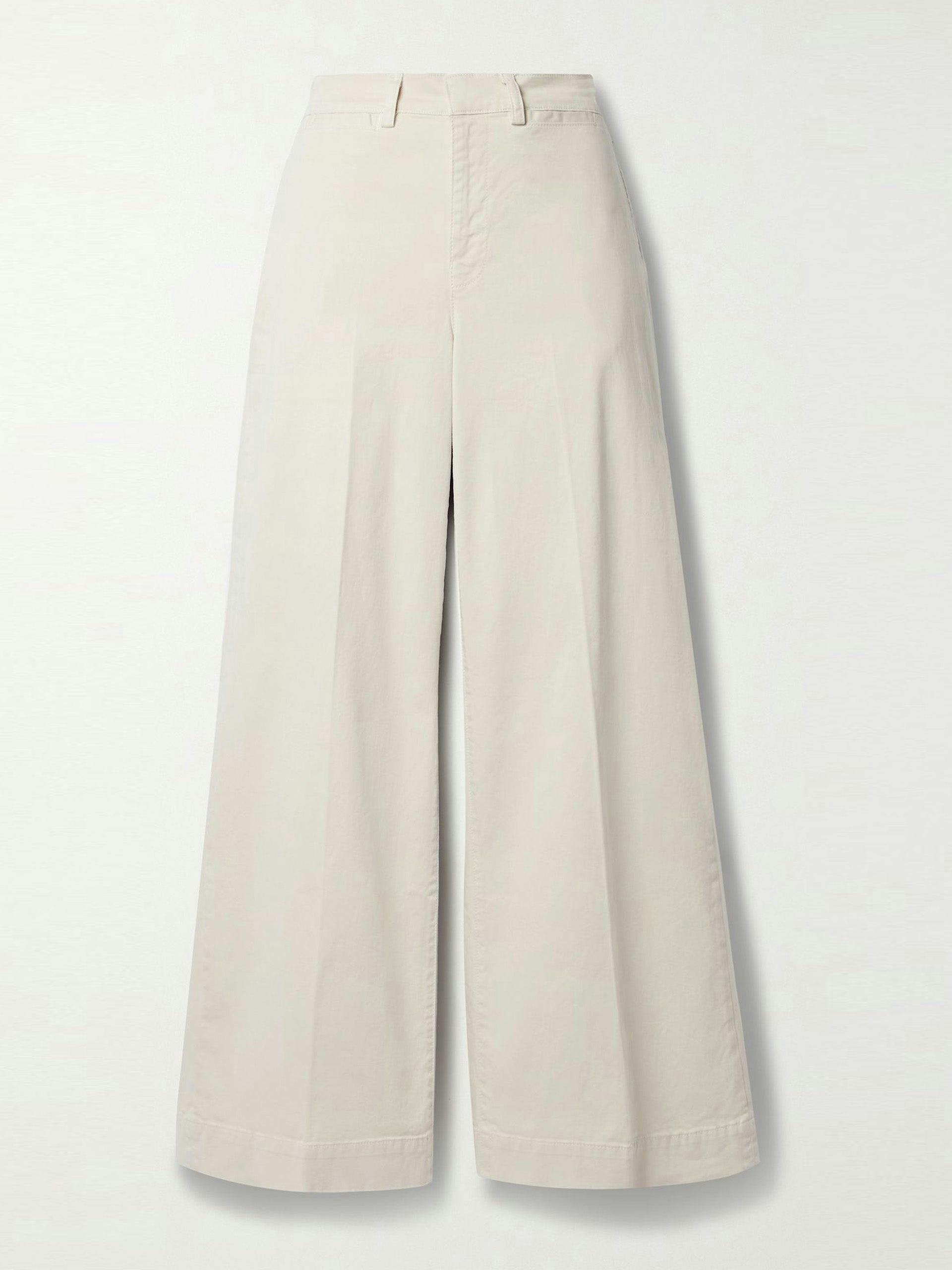 Le Tomboy stretch-cotton twill wide-leg pants in Cream
