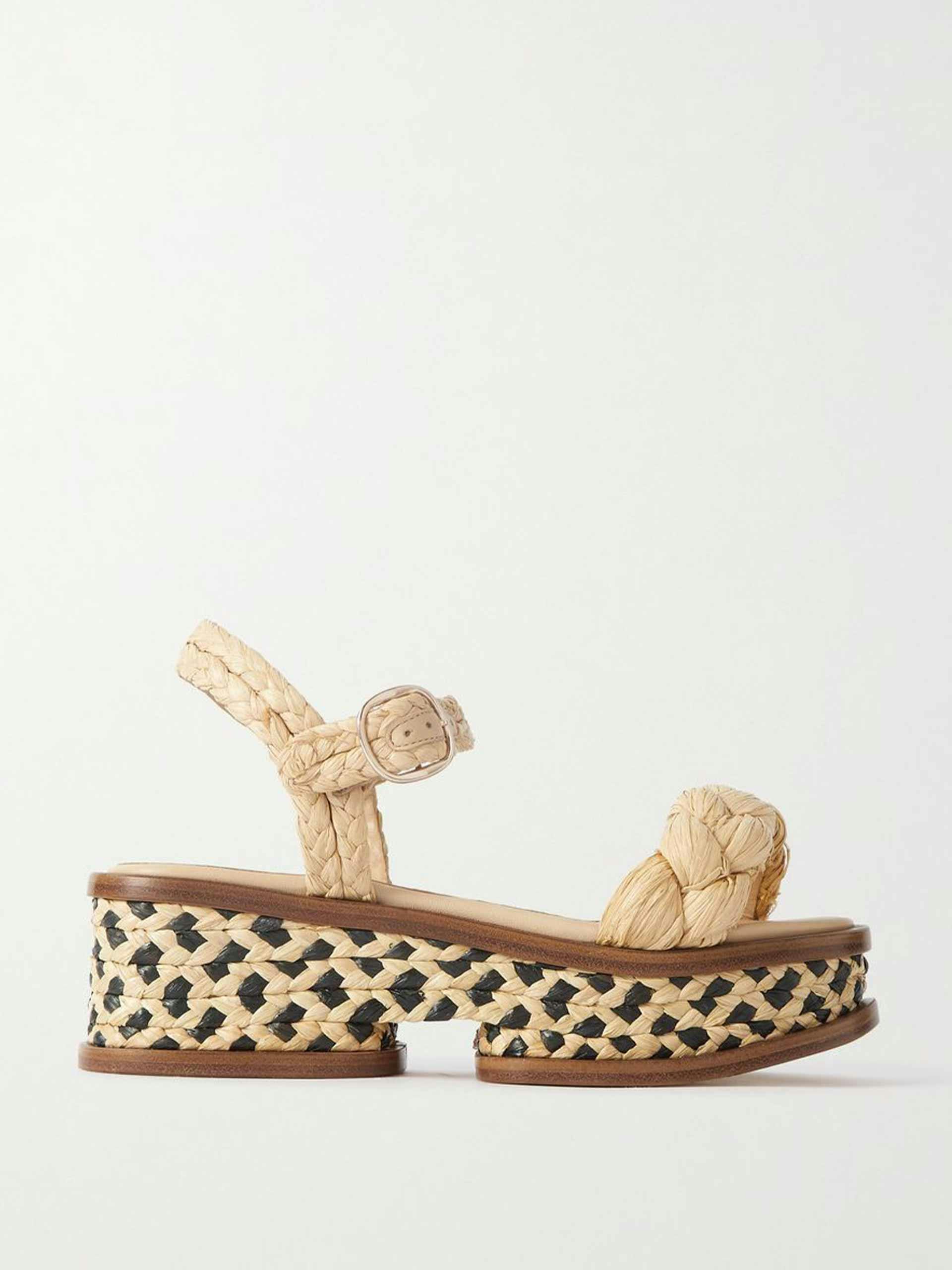 Cream braided raffia sandals