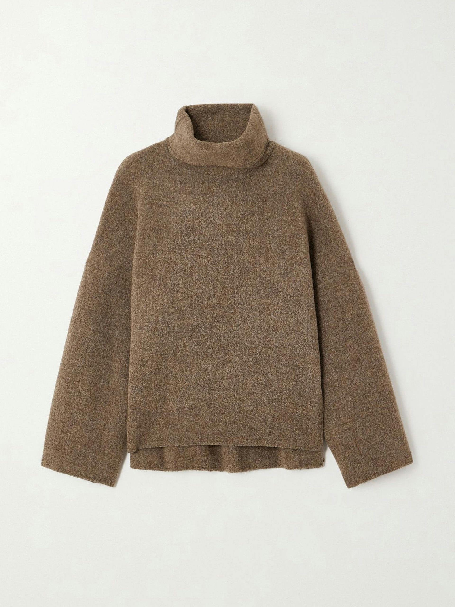 Brown lama-blend turtleneck sweater