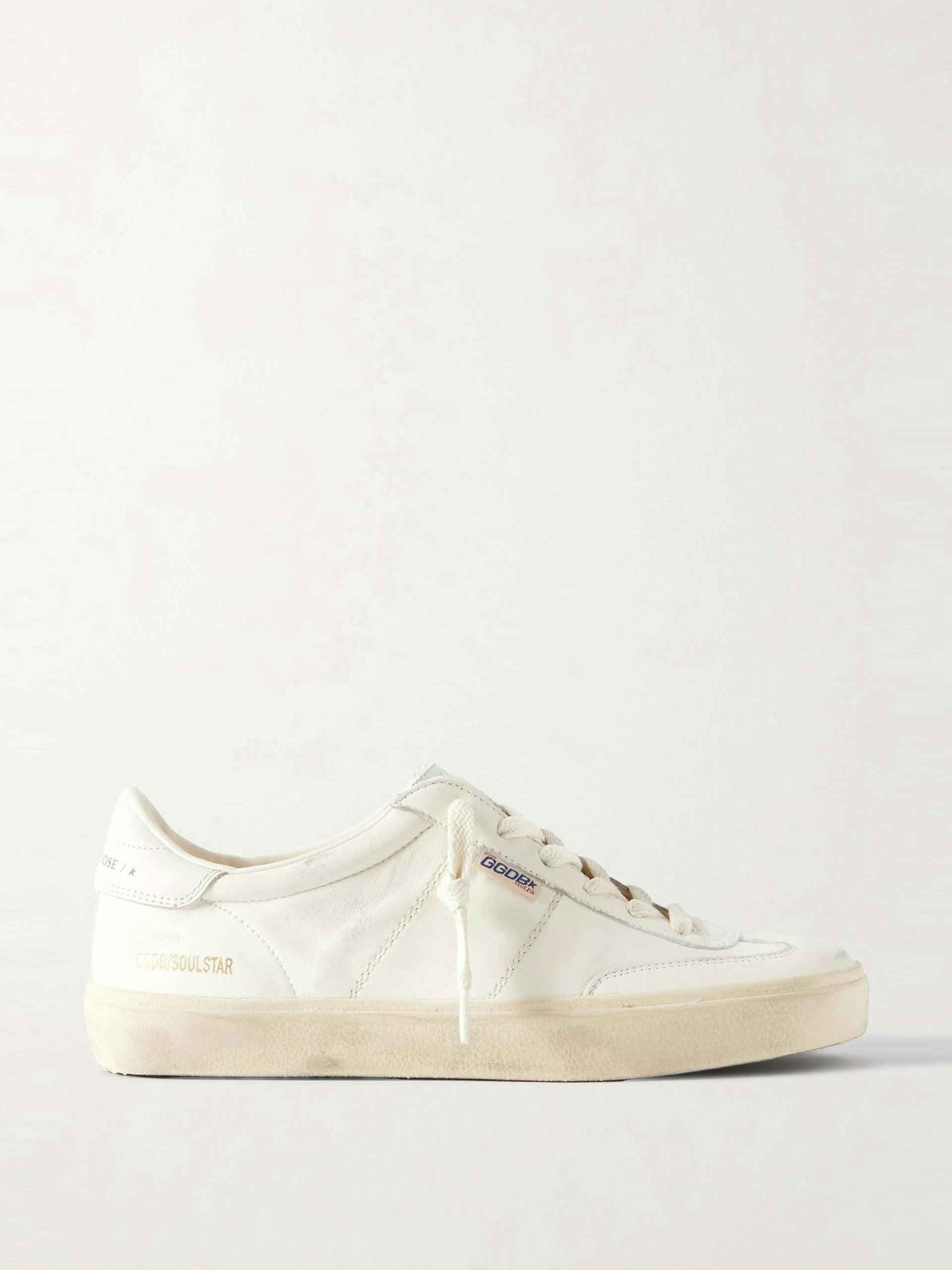 Soul-Star logo-print distressed leather sneakers