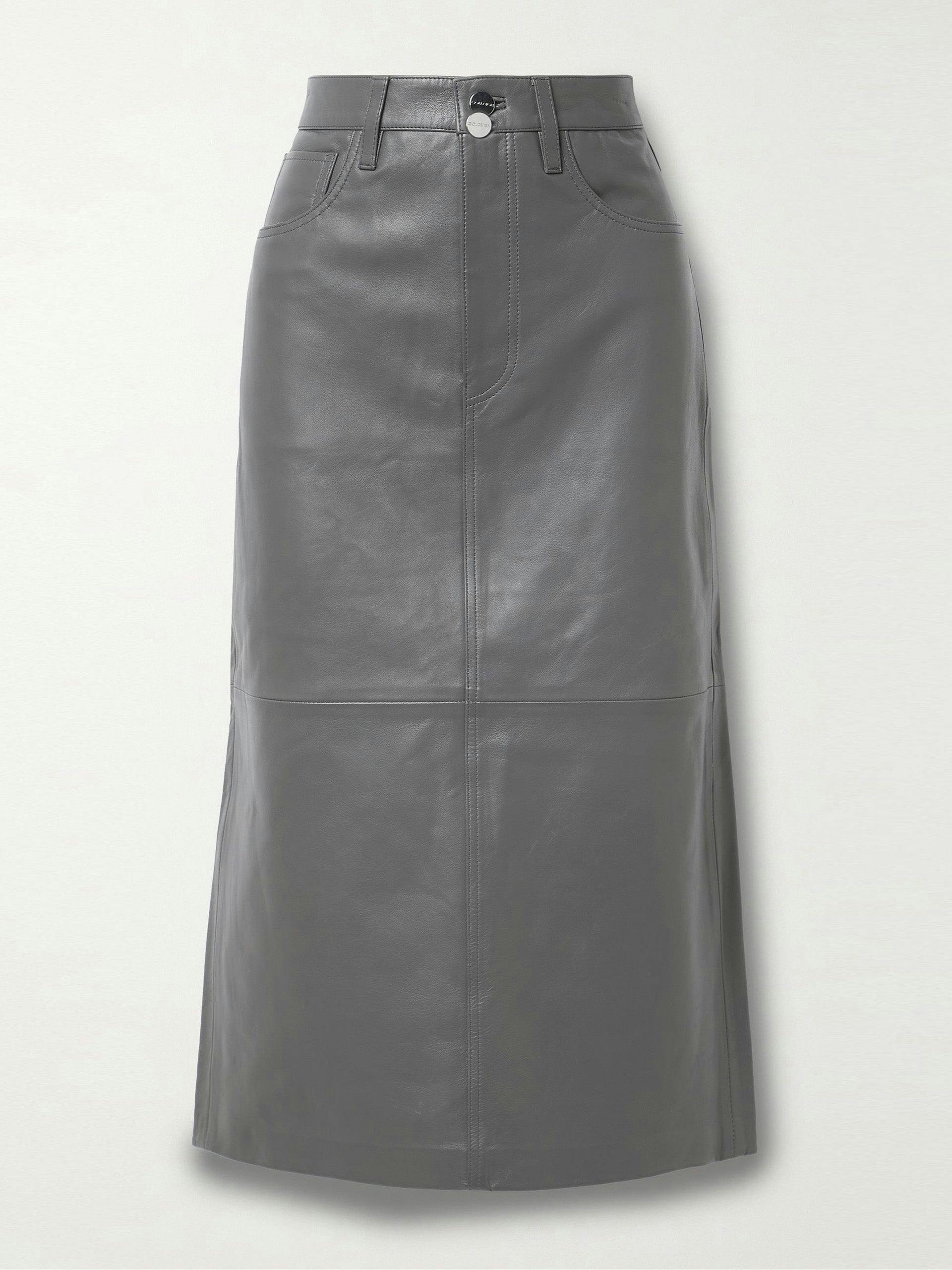 The Low Slung leather midi skirt
