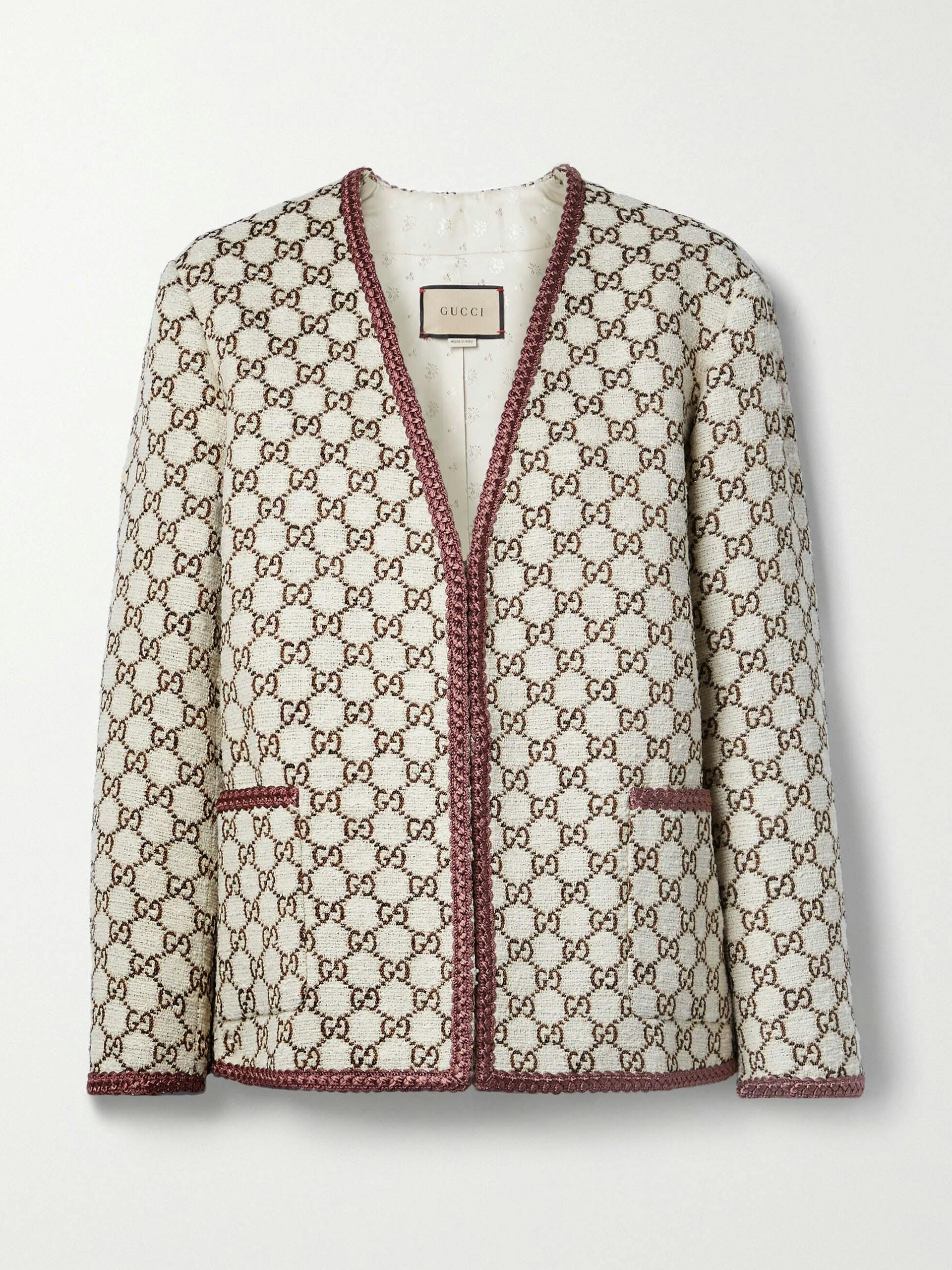 Metallic cotton-blend tweed jacket
