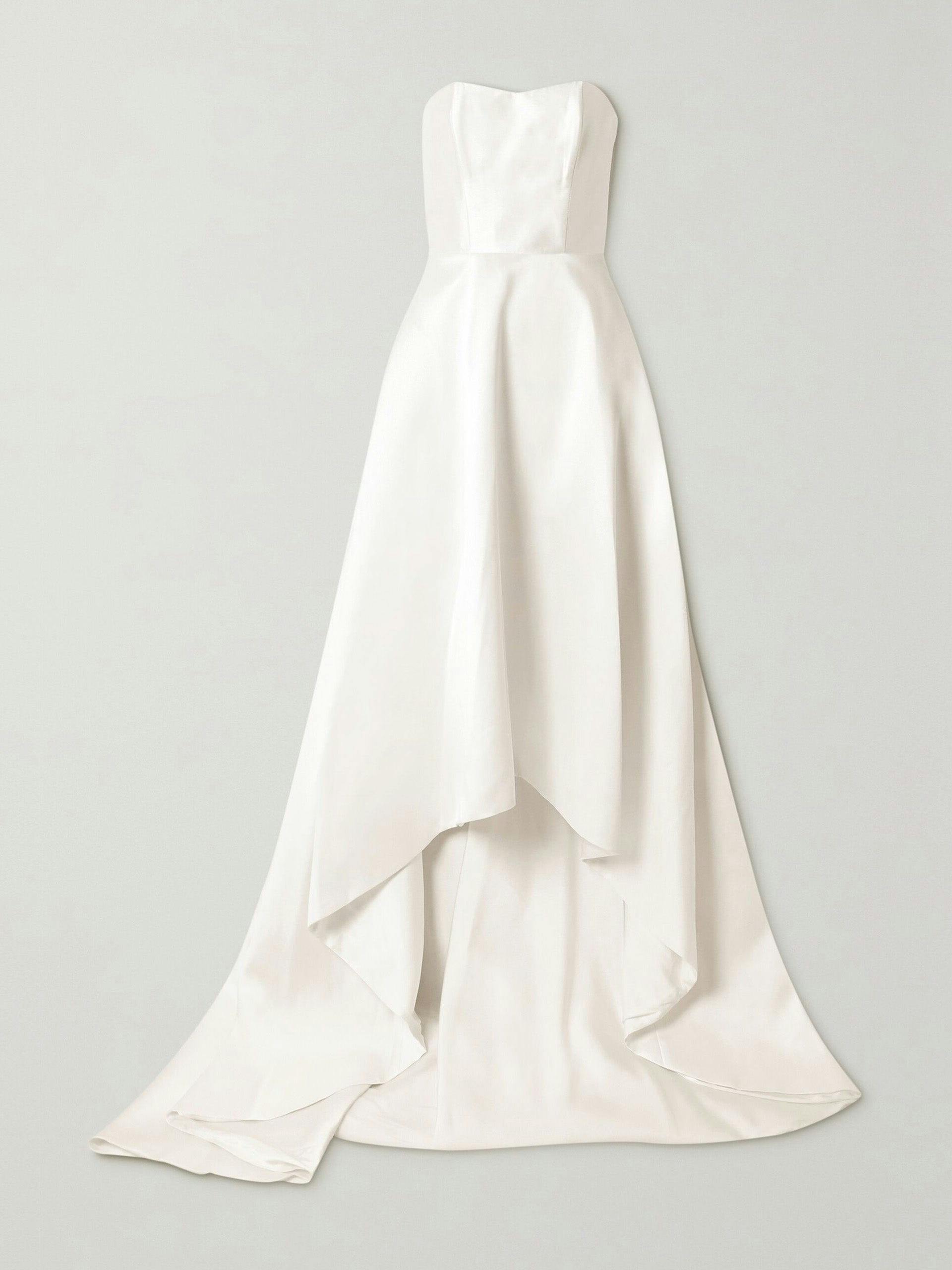 Jackson strapless asymmetric duchesse-satin gown