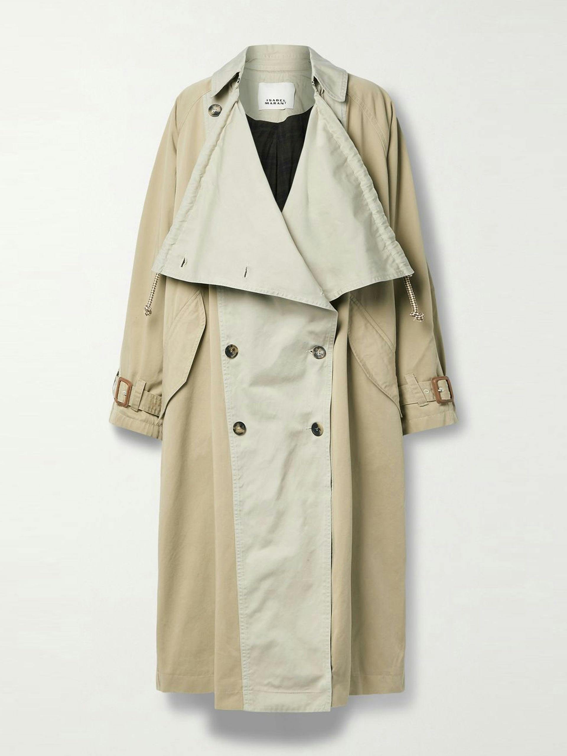 Ebani two-tone double-breasted cotton-gabardine trench coat