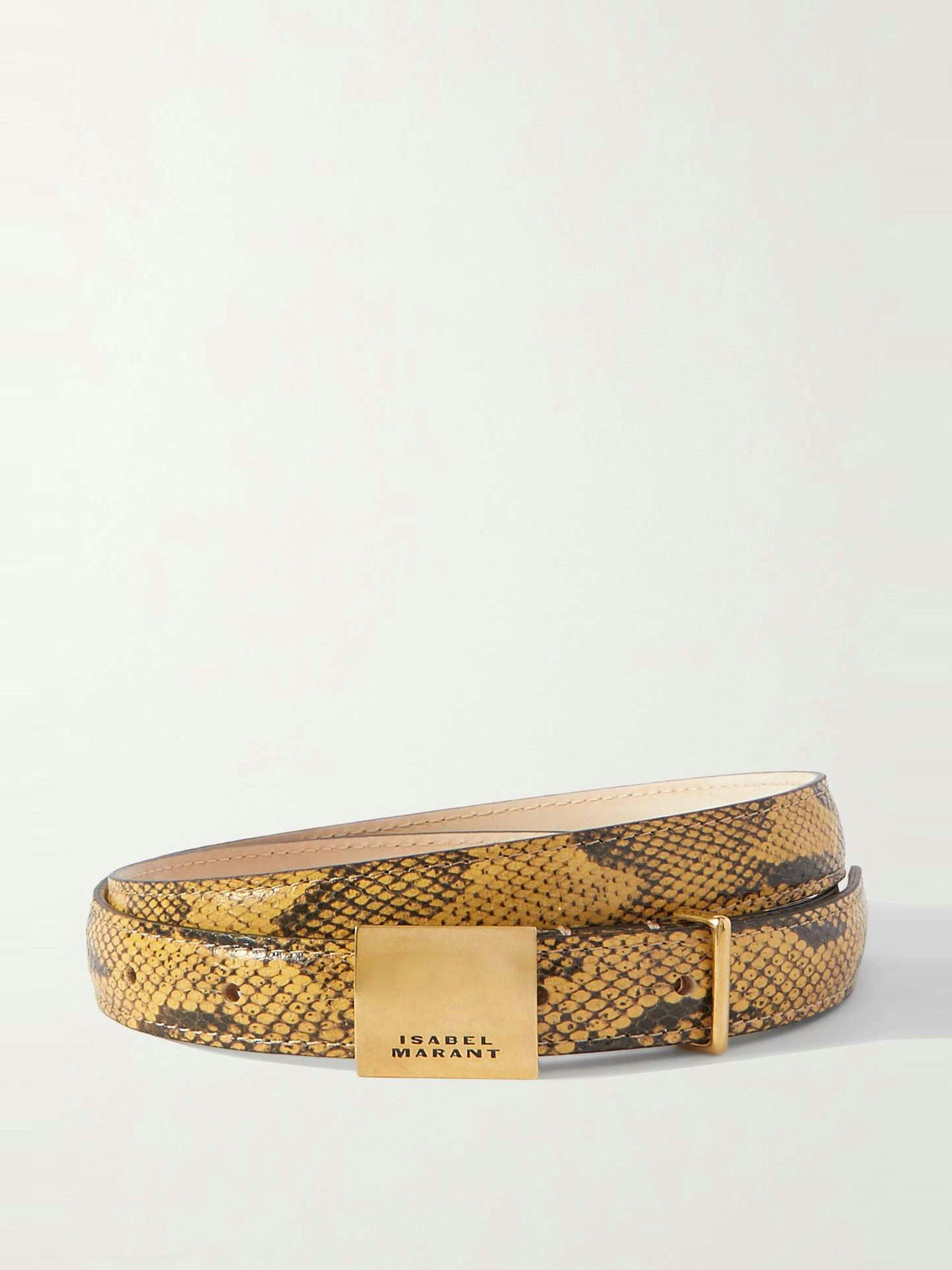 Lowell snake-effect leather belt