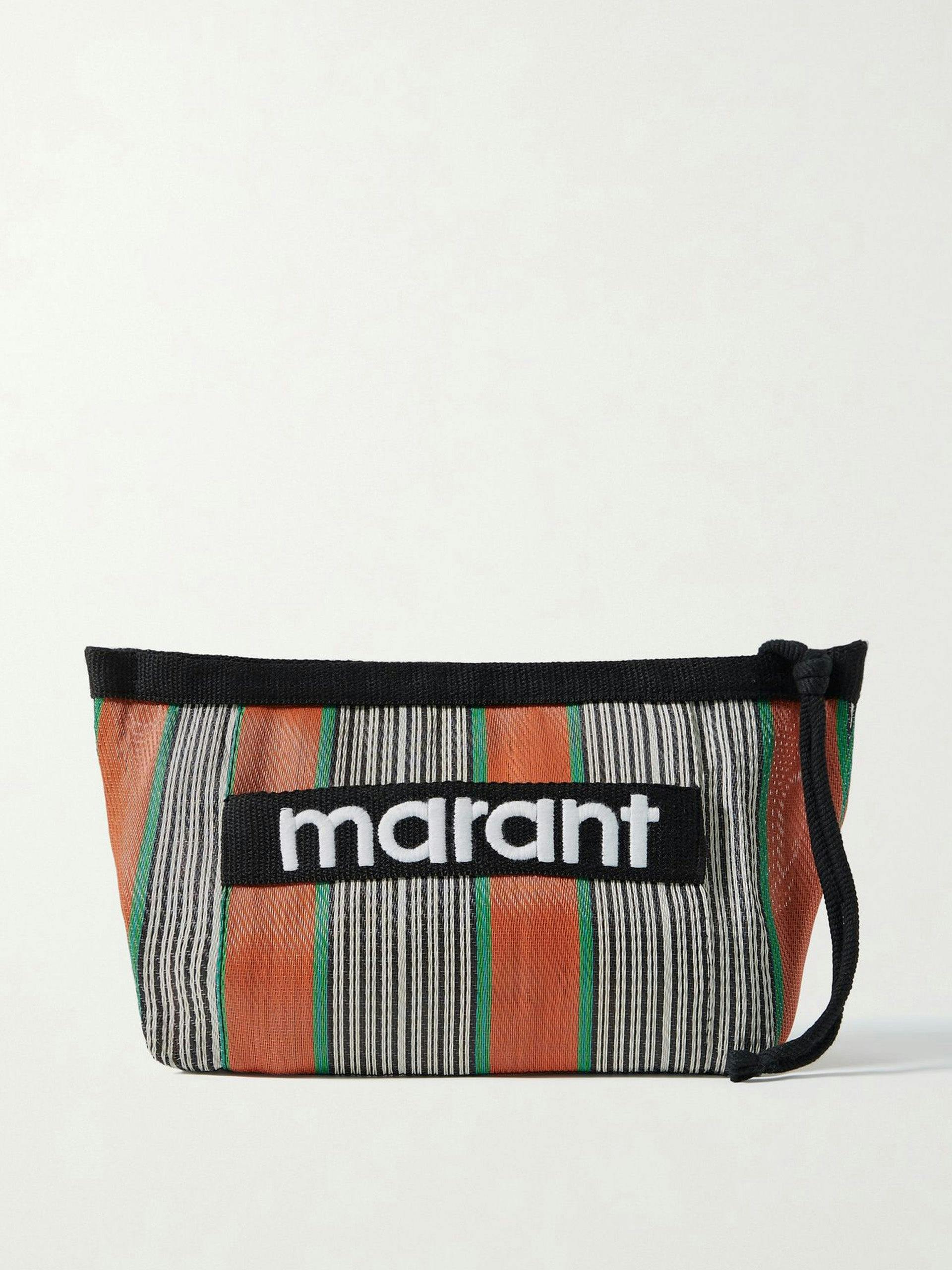 Multicoloured striped nylon pouch