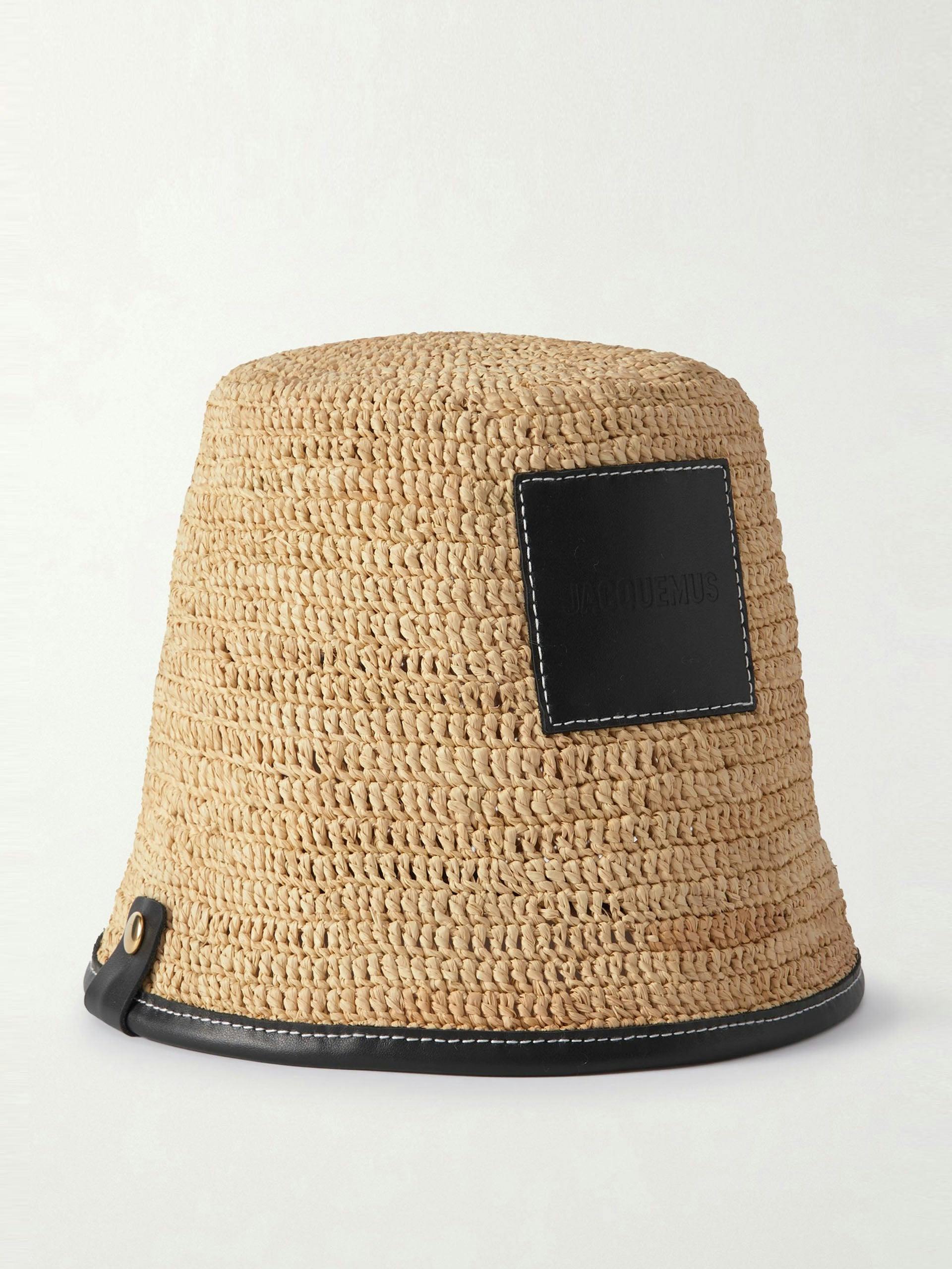 Le Bob Soli leather-trimmed raffia bucket hat