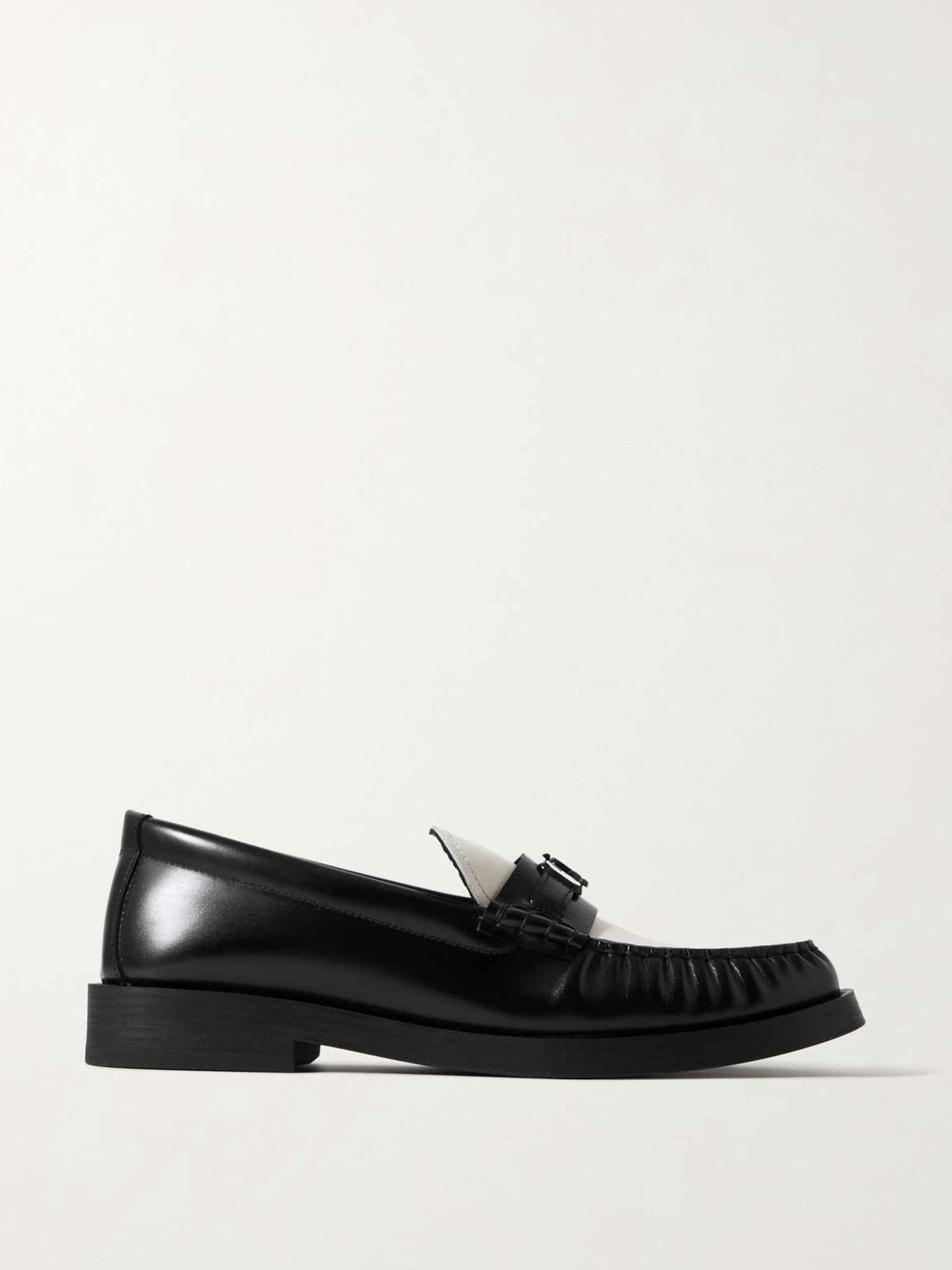 Addie embellished two-tone leather loafers