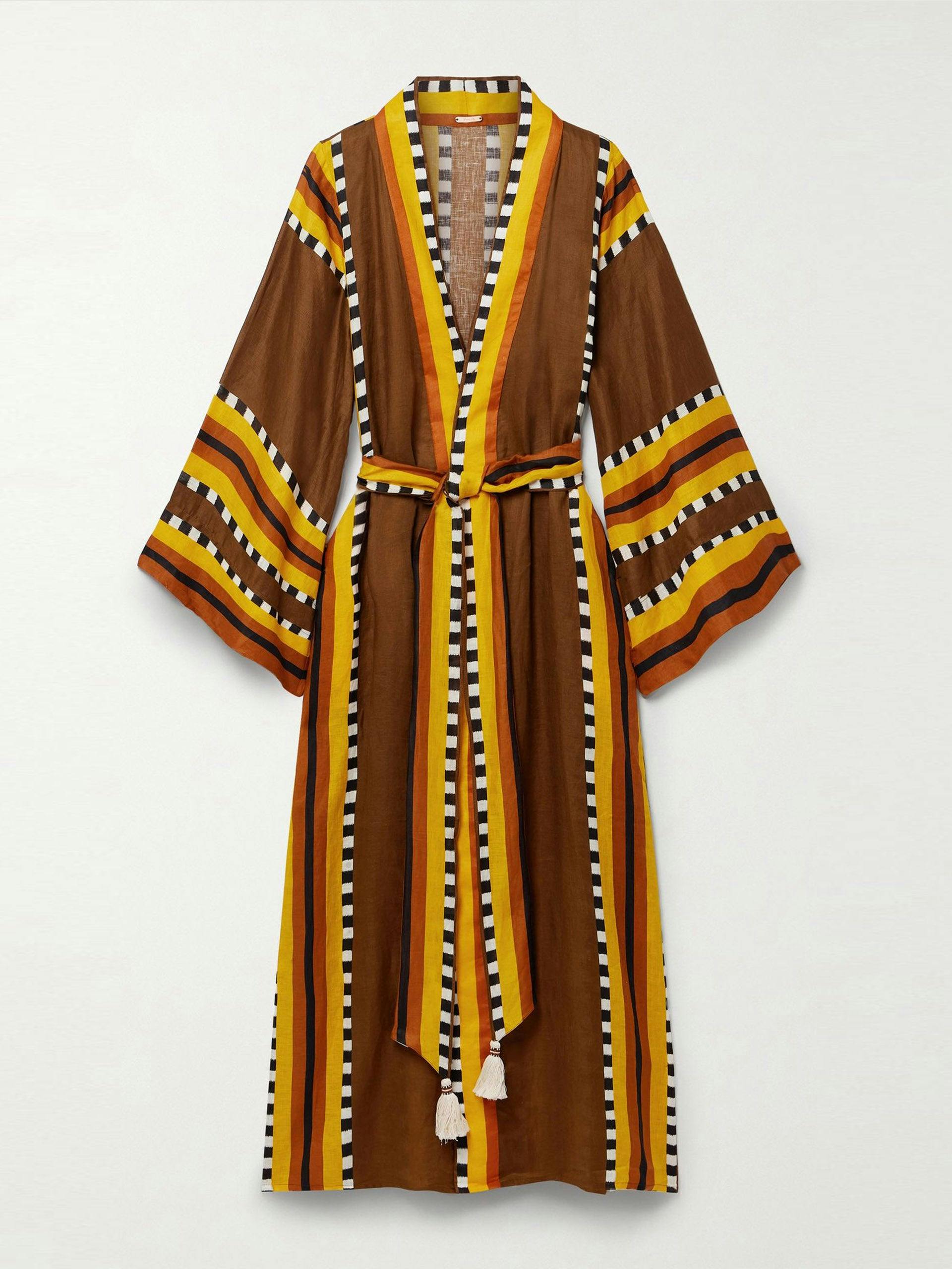 Karibu printed linen robe