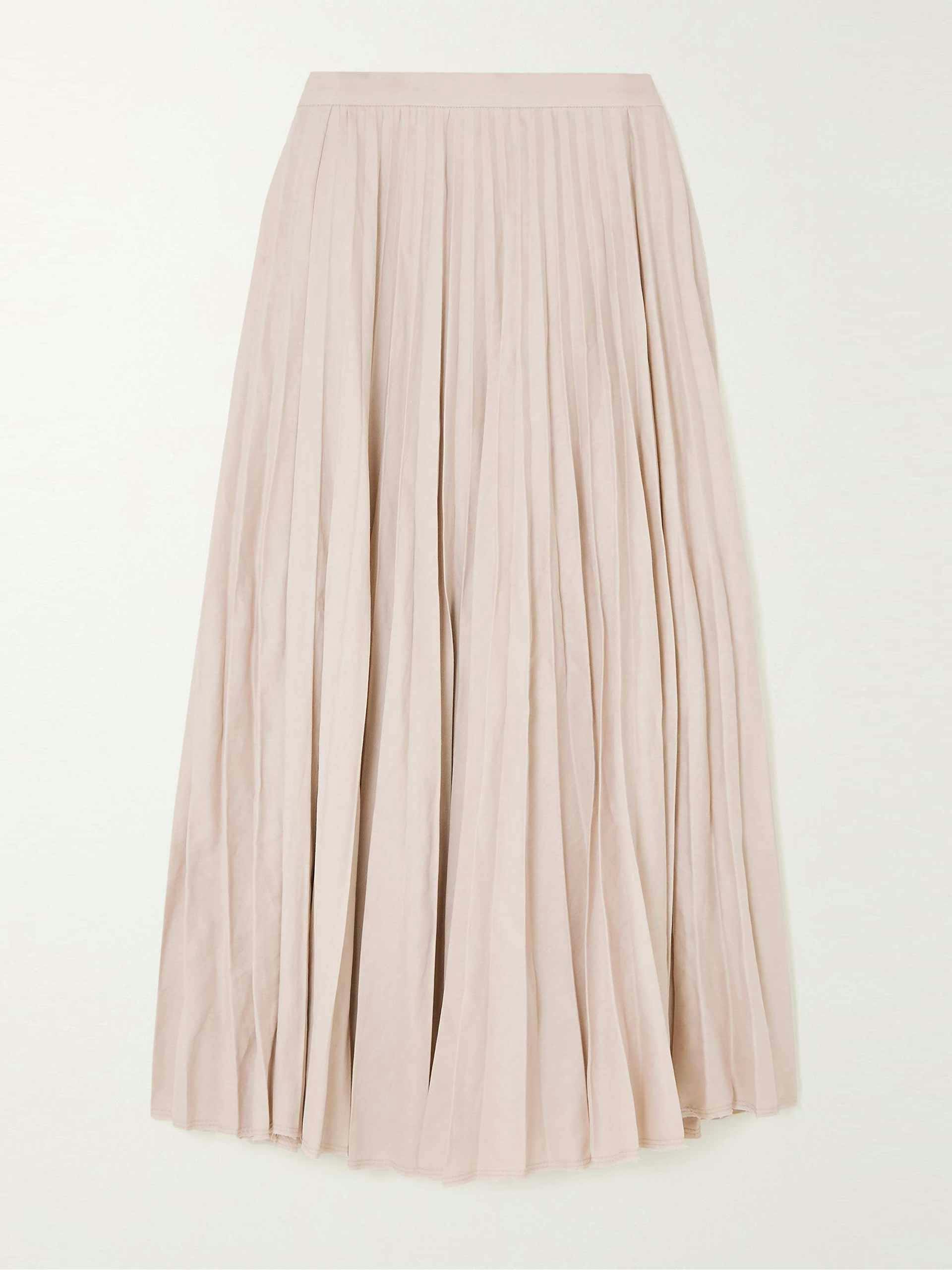 Siddons pleated linen-blend midi skirt