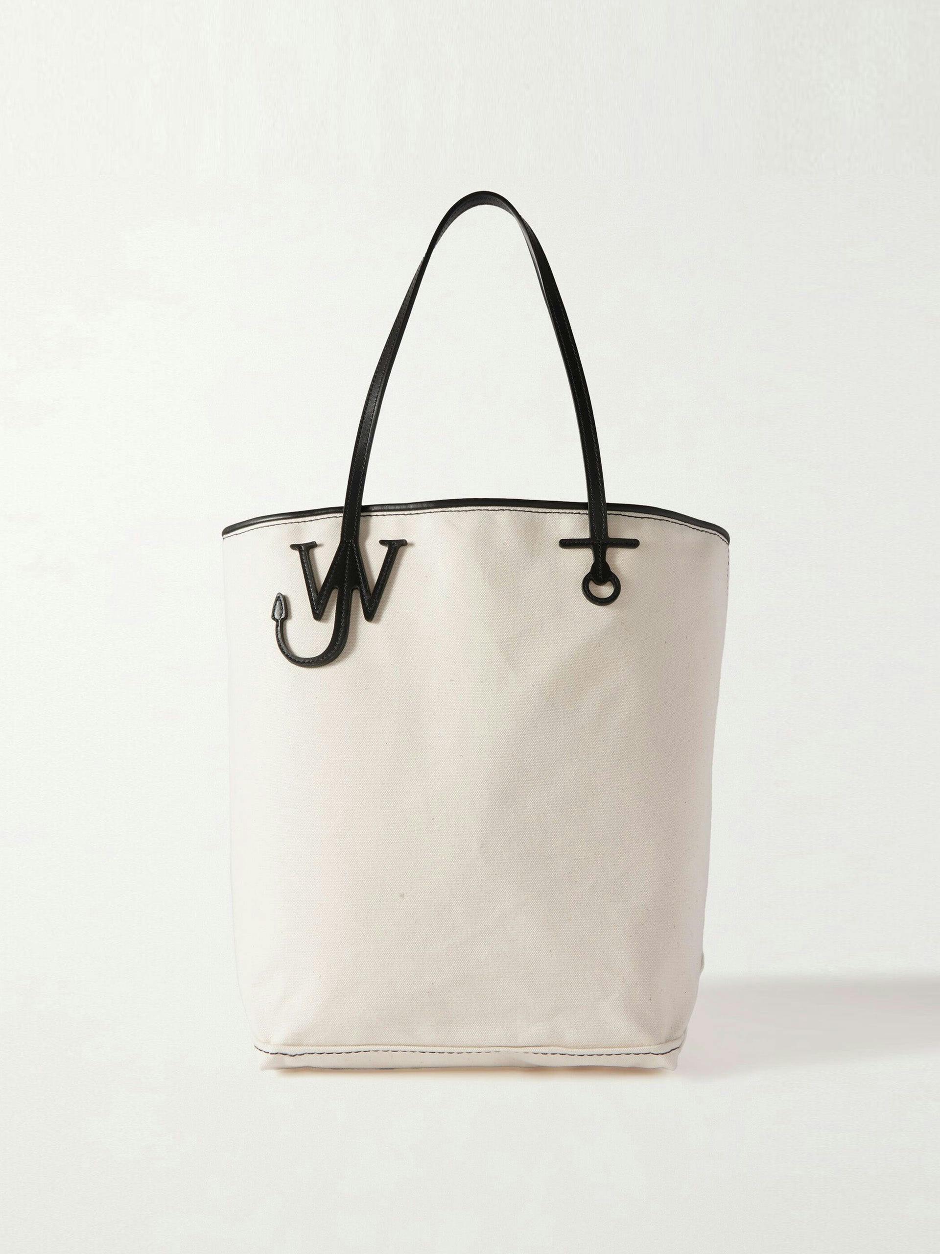 Anchor leather-trimmed cotton-canvas tote