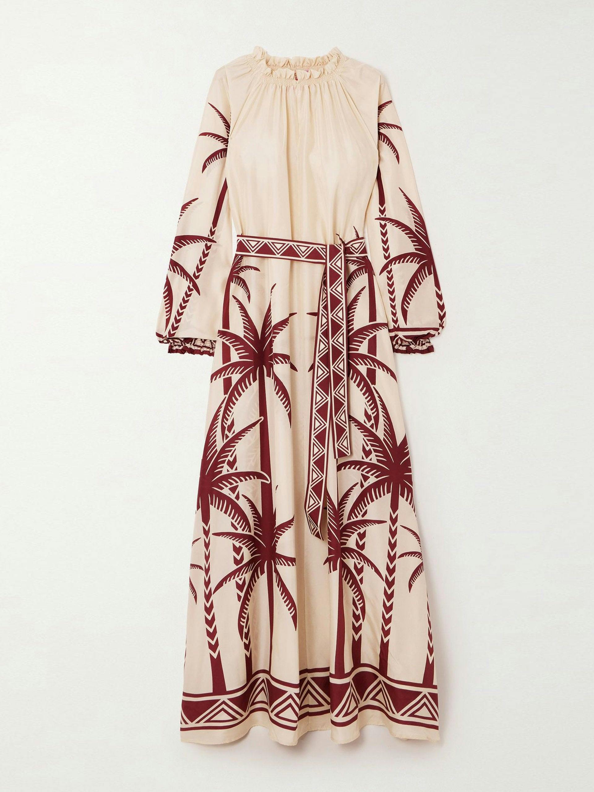 Cerere belted printed silk-voile maxi dress