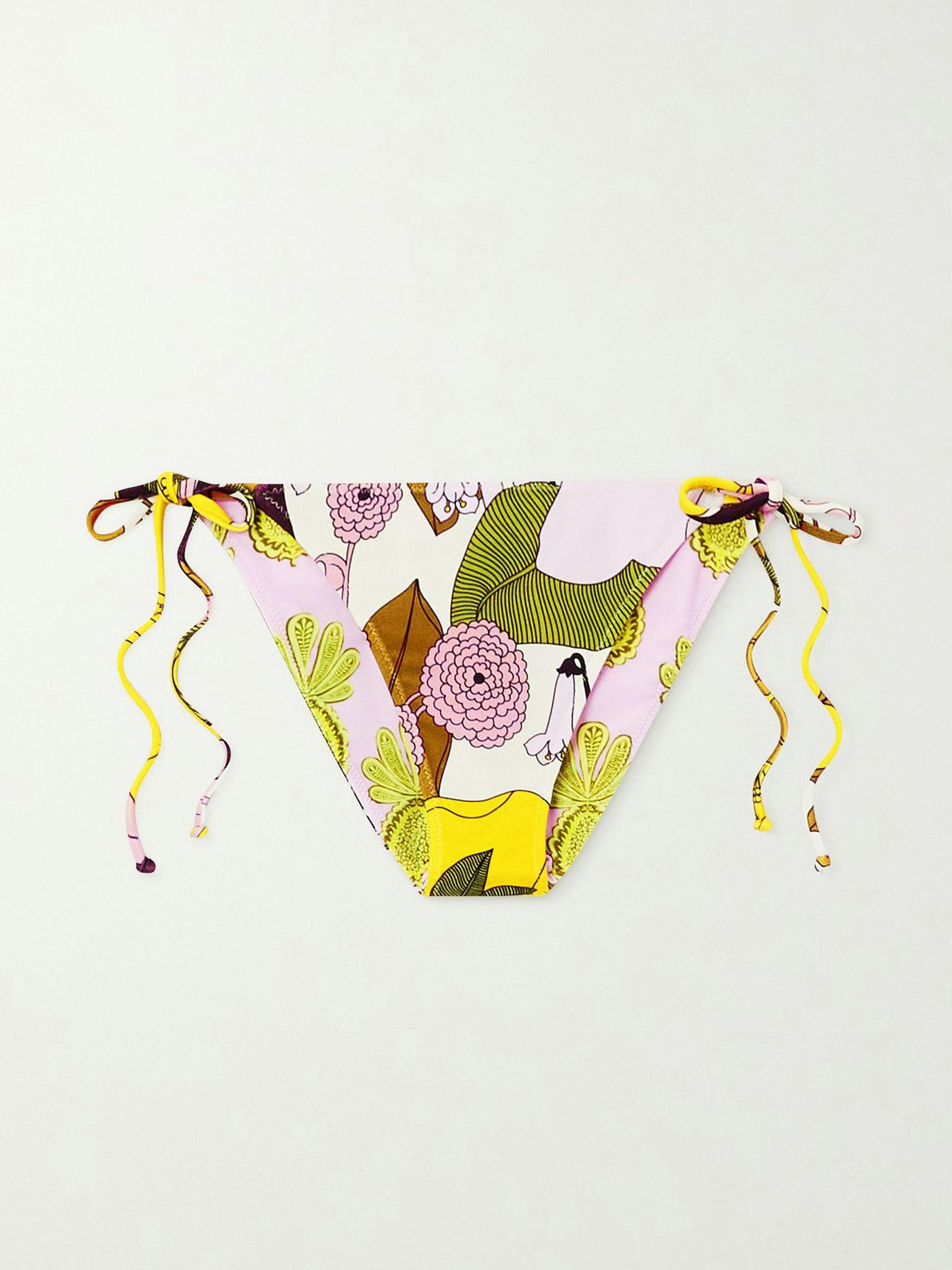 Floral-print tie bikini briefs