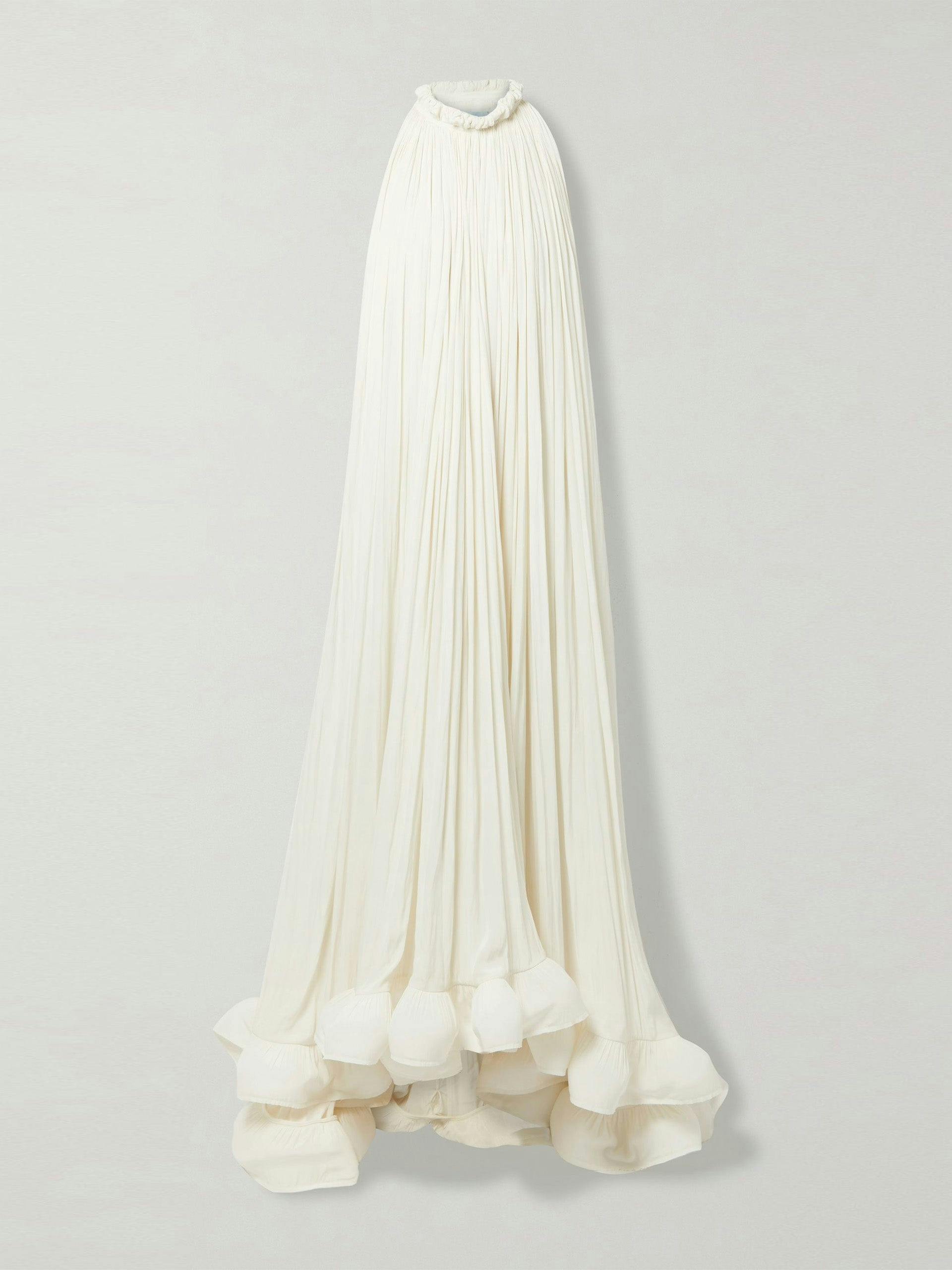 Ruffled charmeuse gown