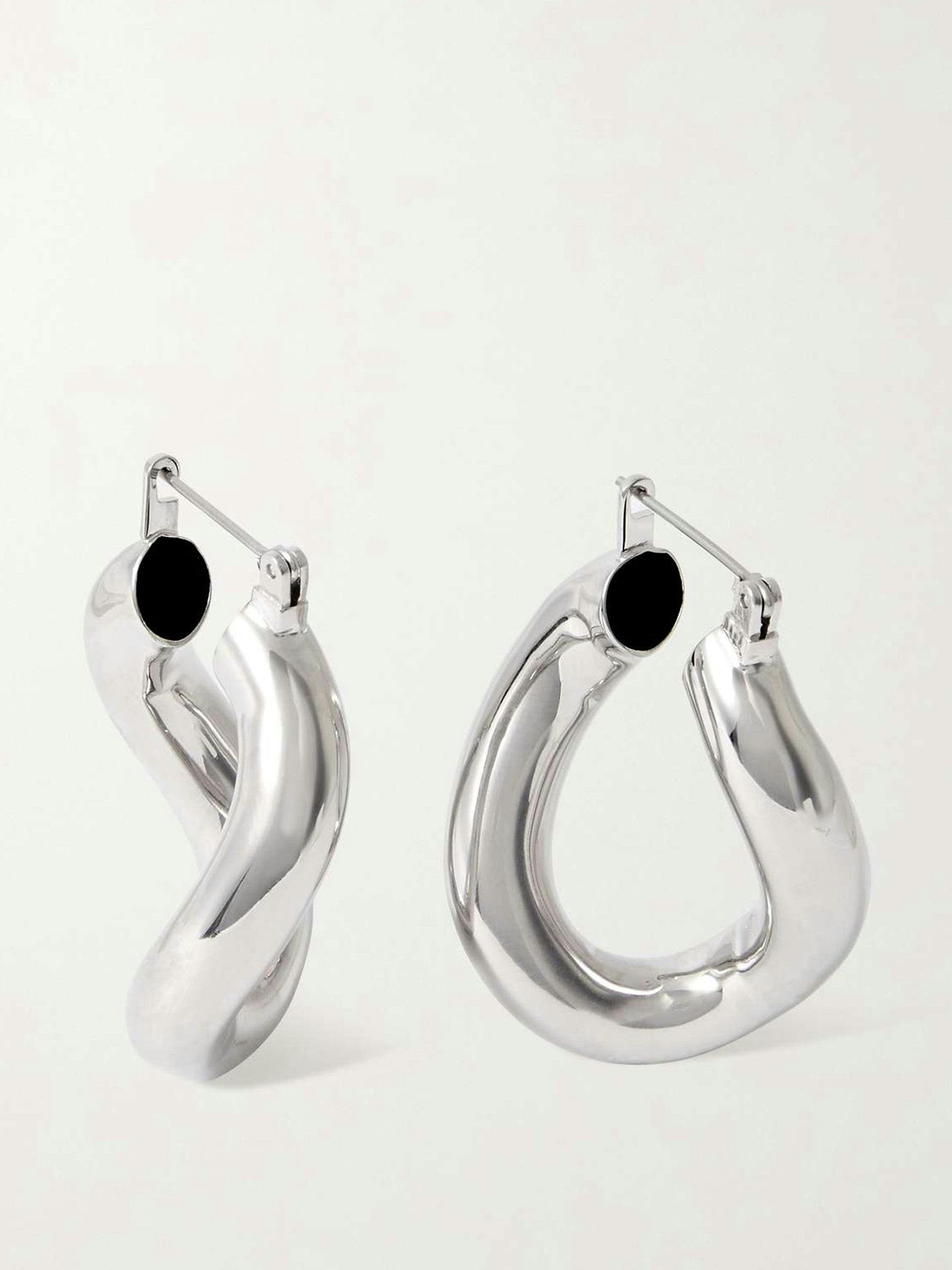Anima platinum-plated recycled hoop earrings