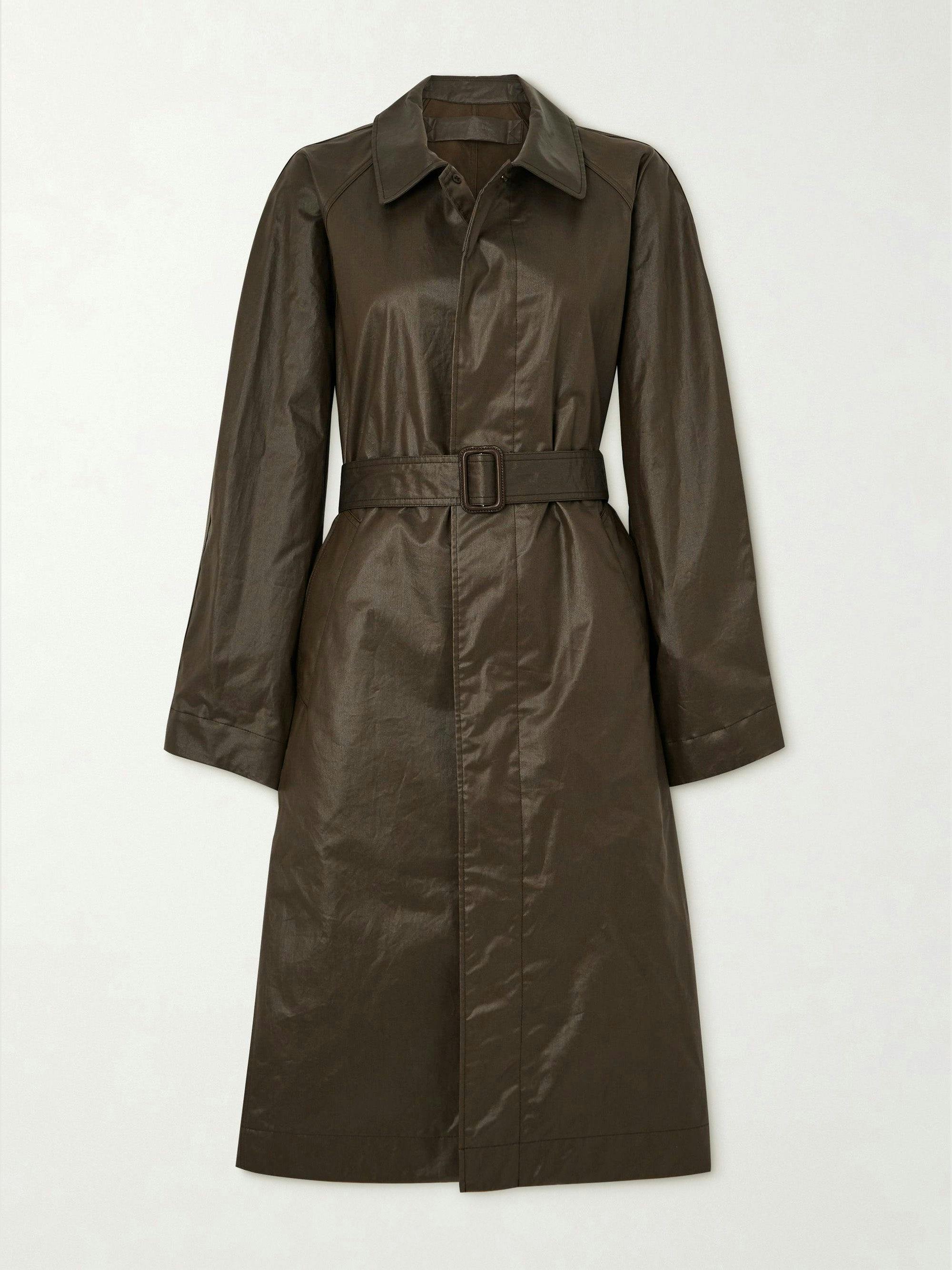 Belted coated-cotton coat