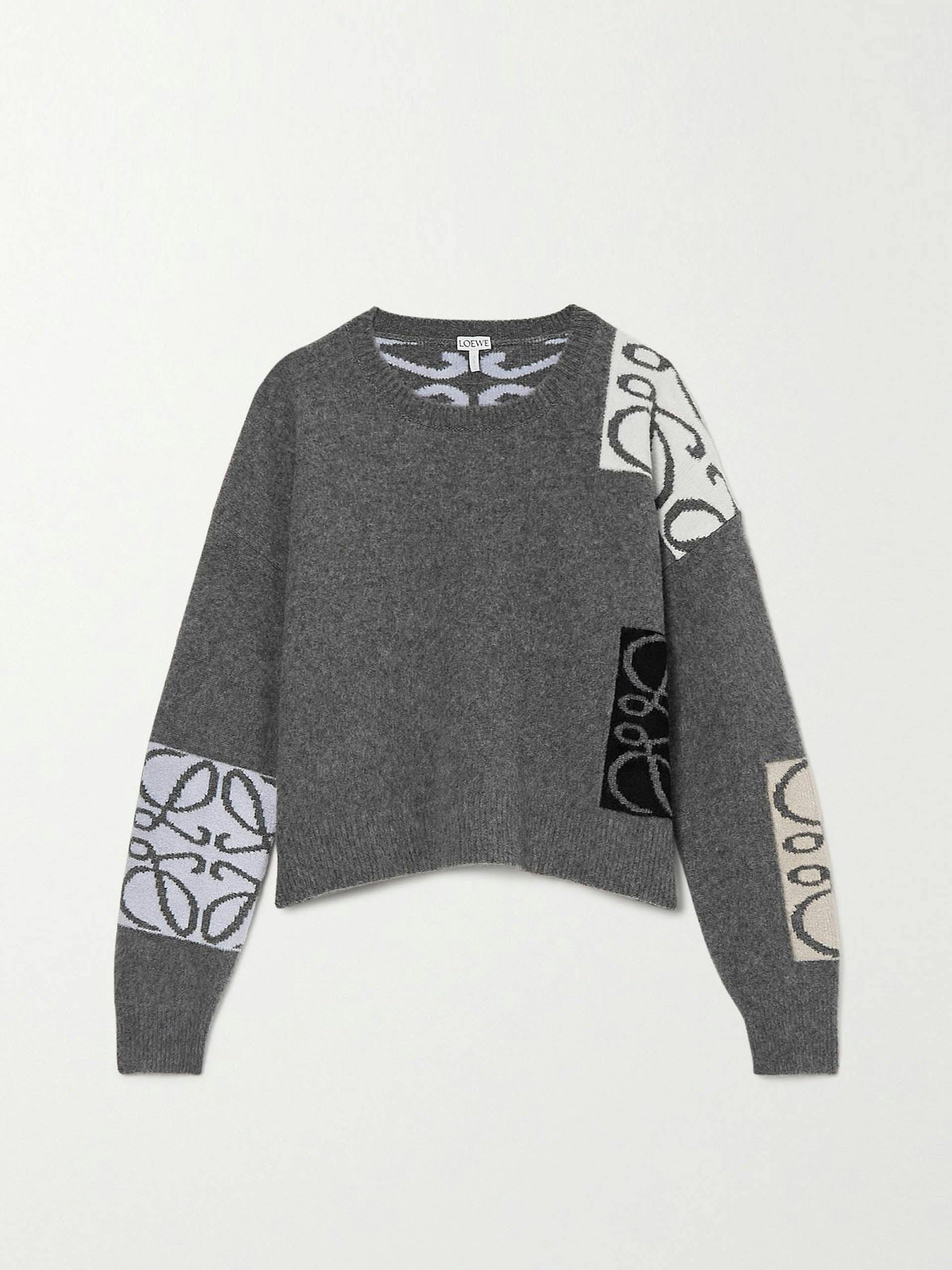 Grey wool-jacquard sweater