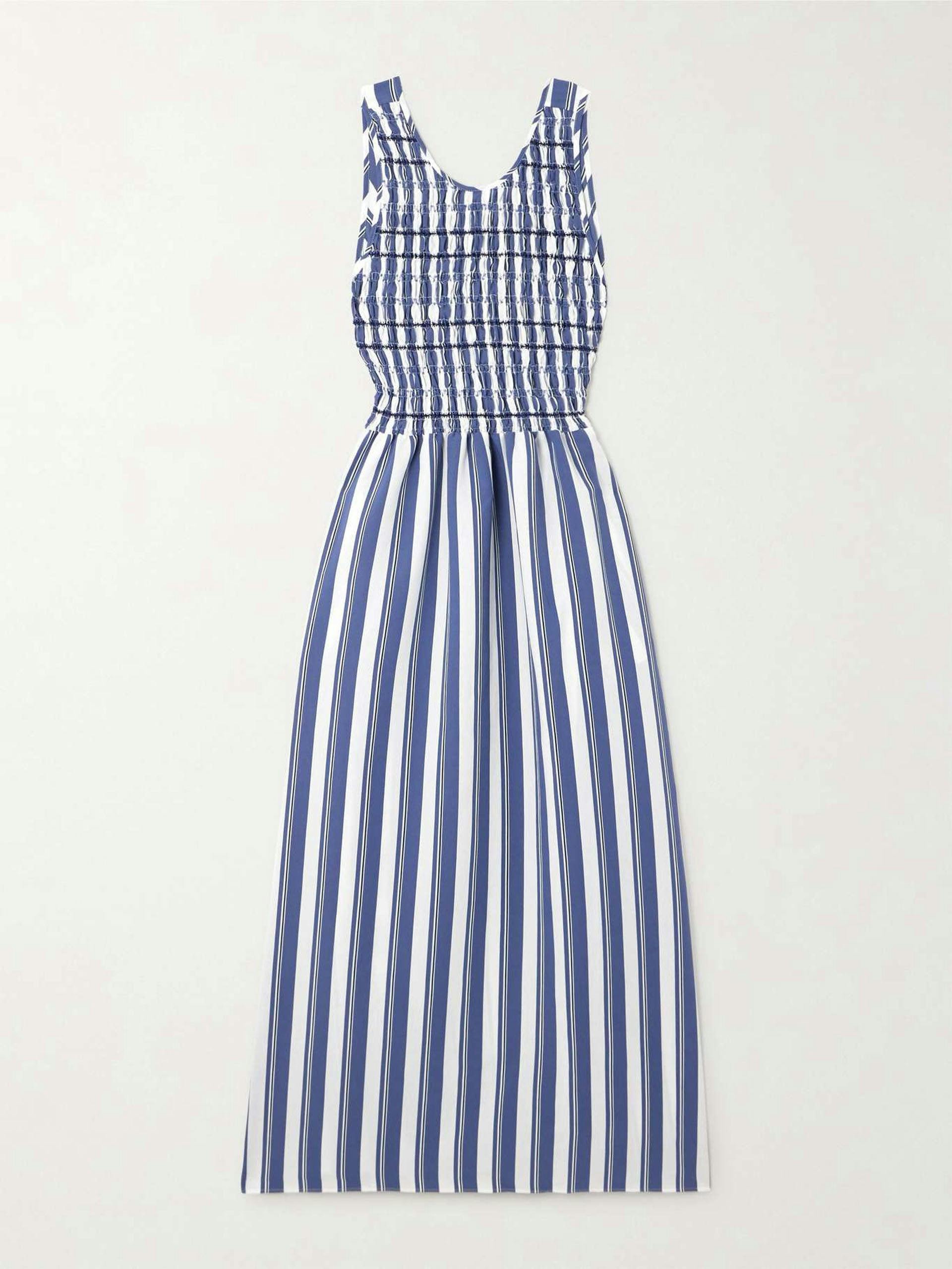 Erika embroidered striped poplin midi dress