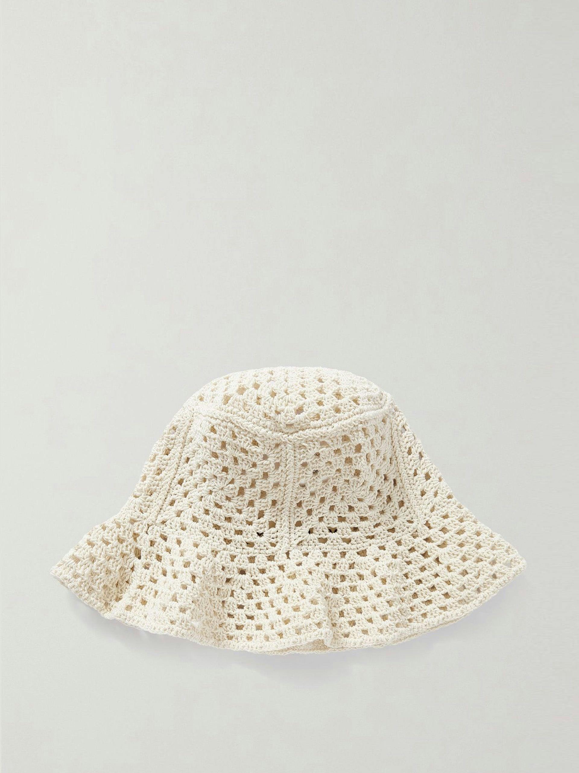 Crocheted cotton-blend bucket hat