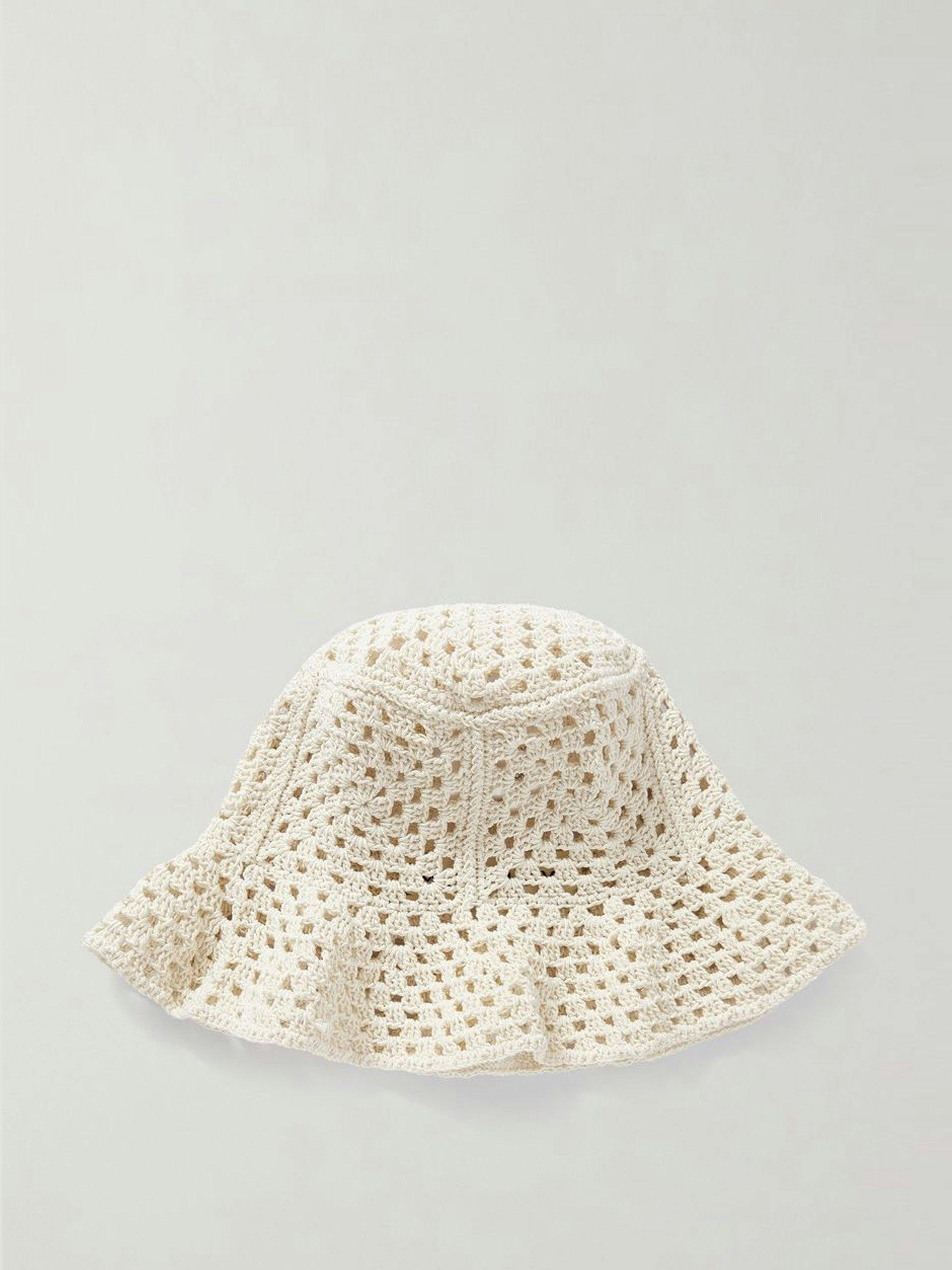 White crochet hat