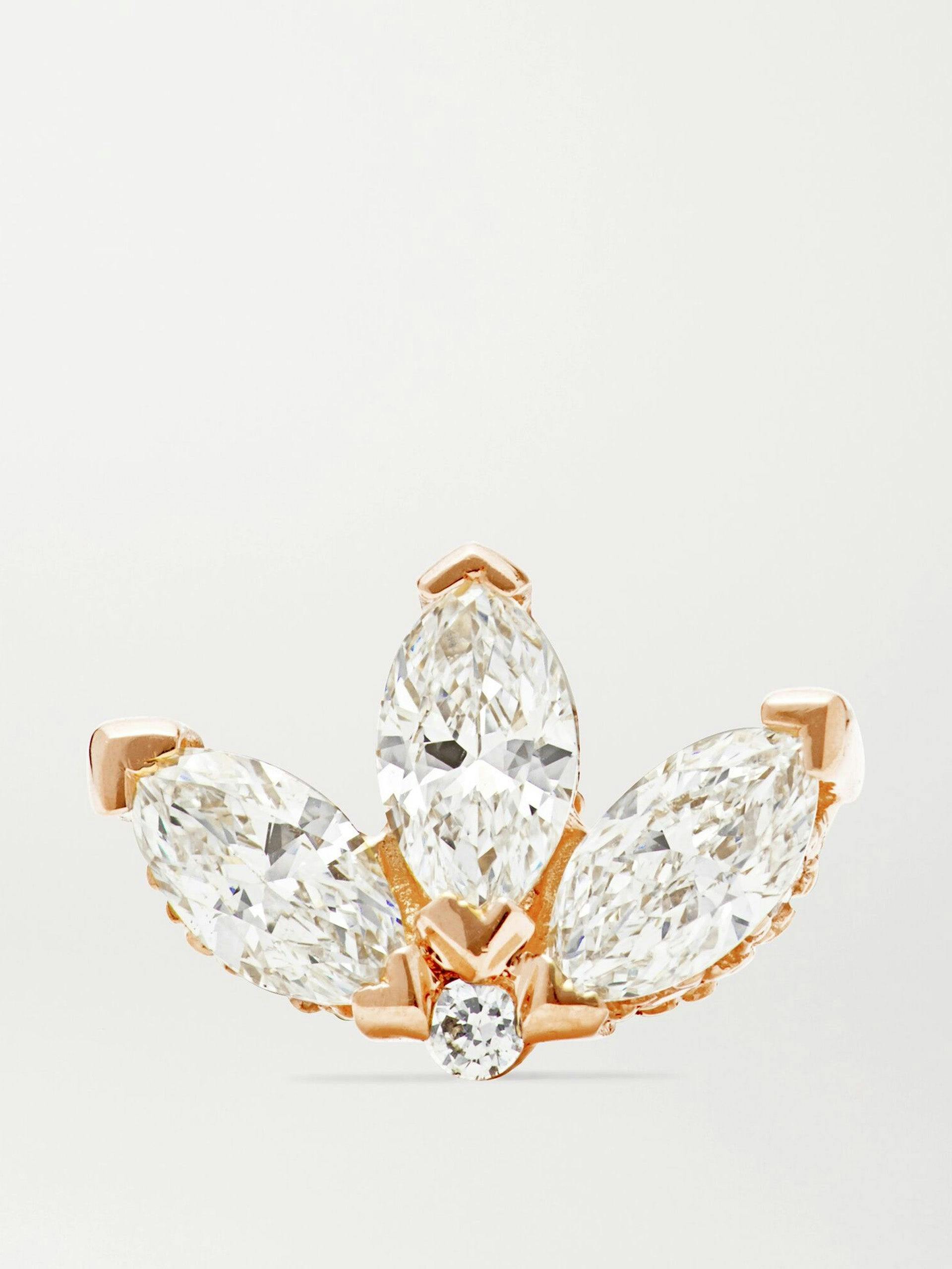 Lotus 18kt rose gold diamond earring