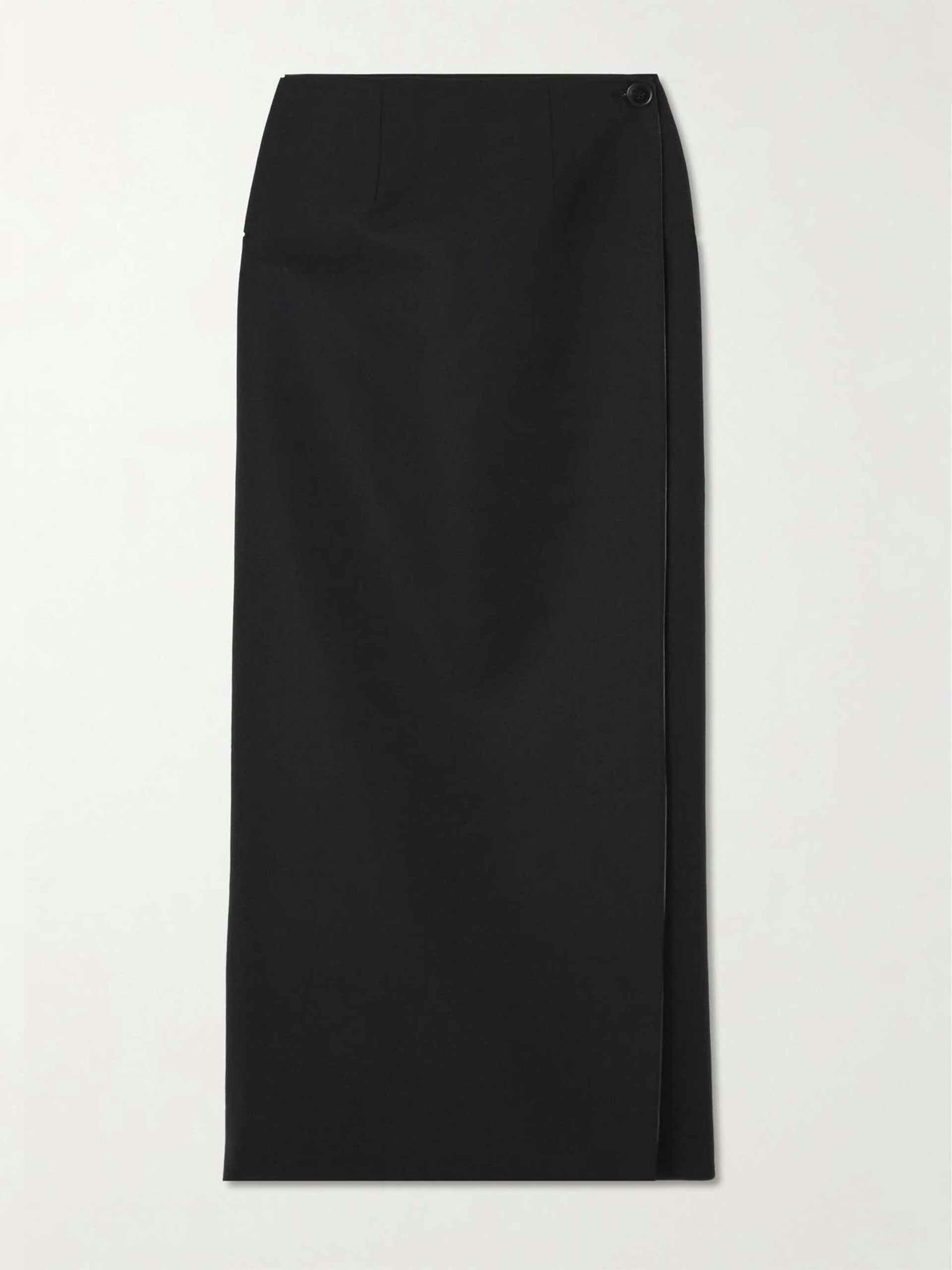 Reversible wool maxi wrap skirt