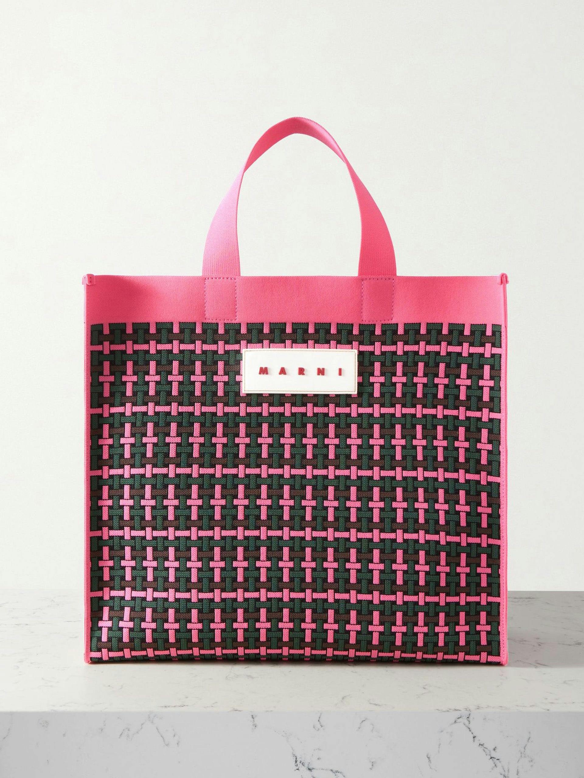 Rubber-trimmed jacquard-knit tote
