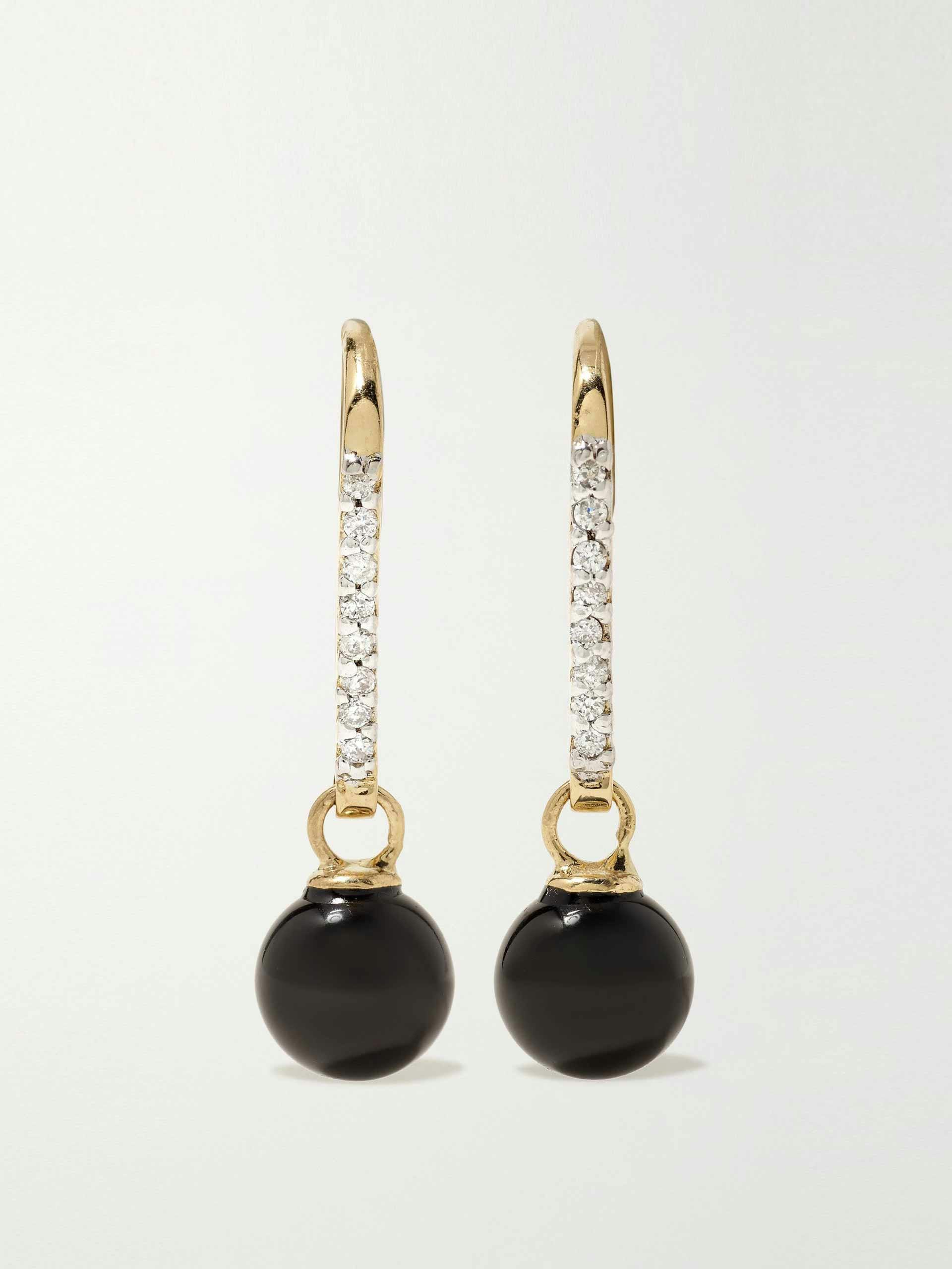 14-karat gold, onyx and diamond earrings