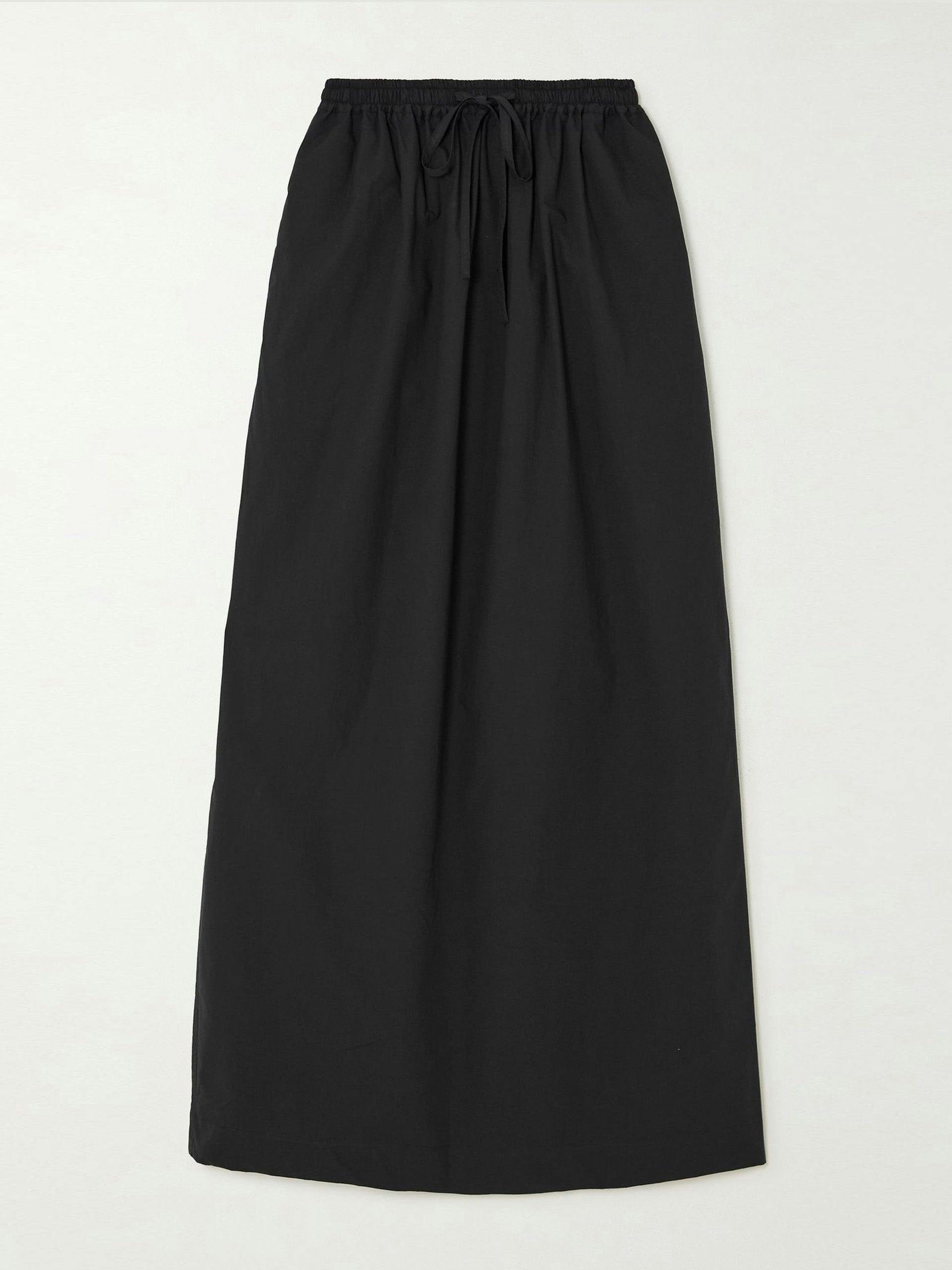 Black cotton-poplin maxi skirt