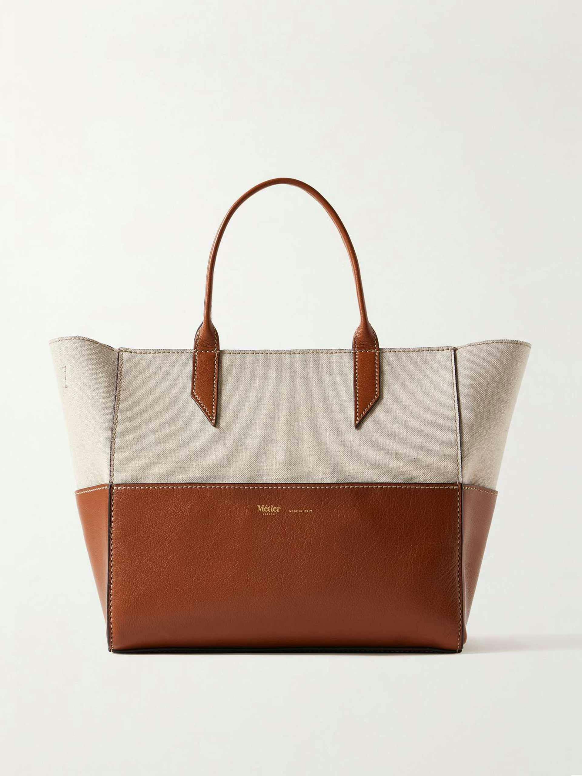 Incognito small leather and linen tote bag
