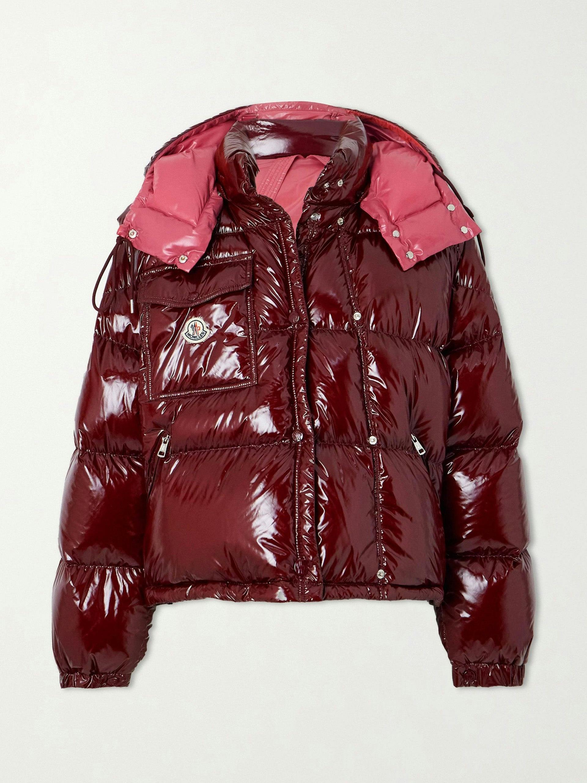 Convertible hooded quilted glossed-shell down jacket