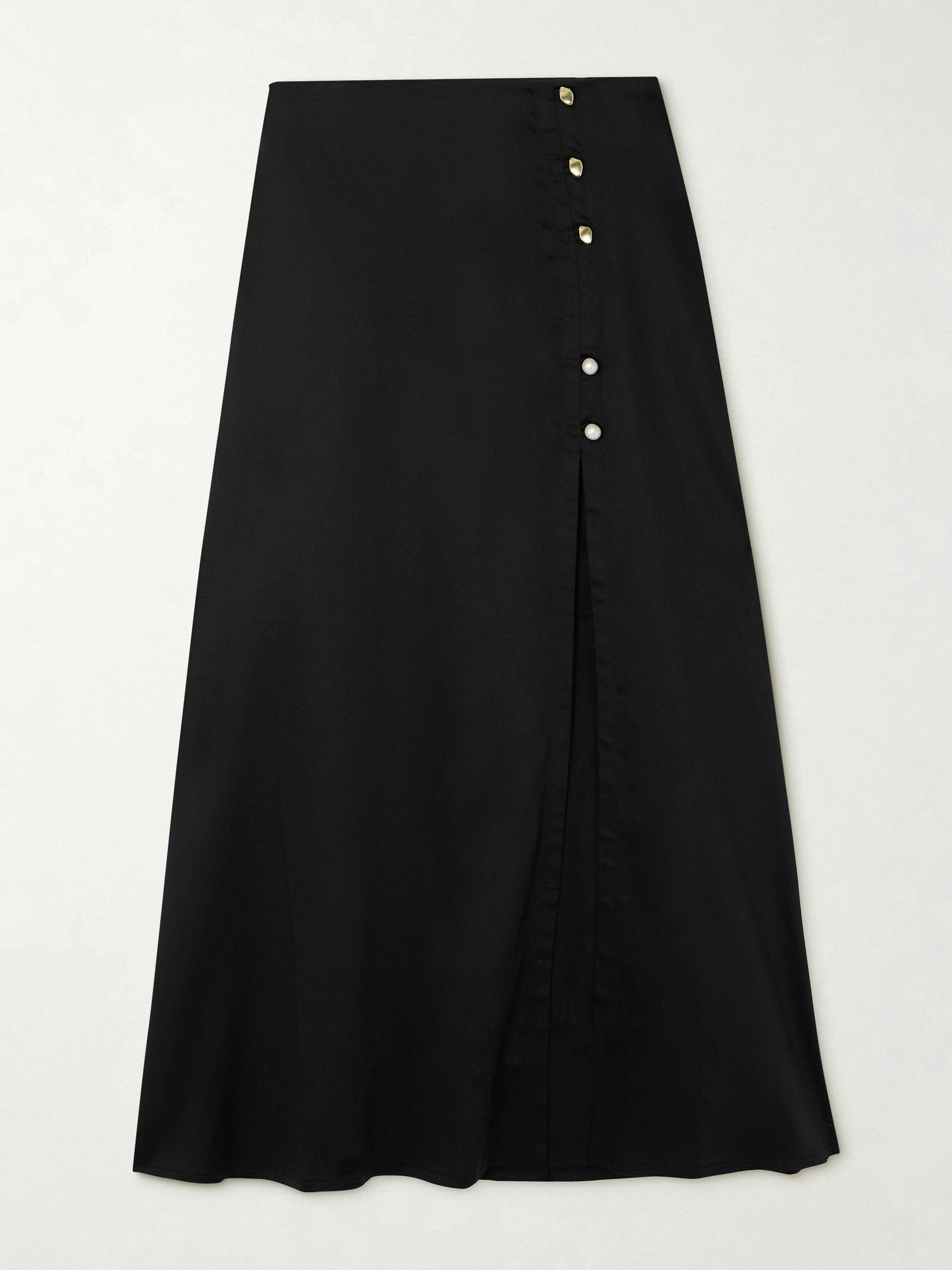 Embellished Lyocell-blend twill midi skirt