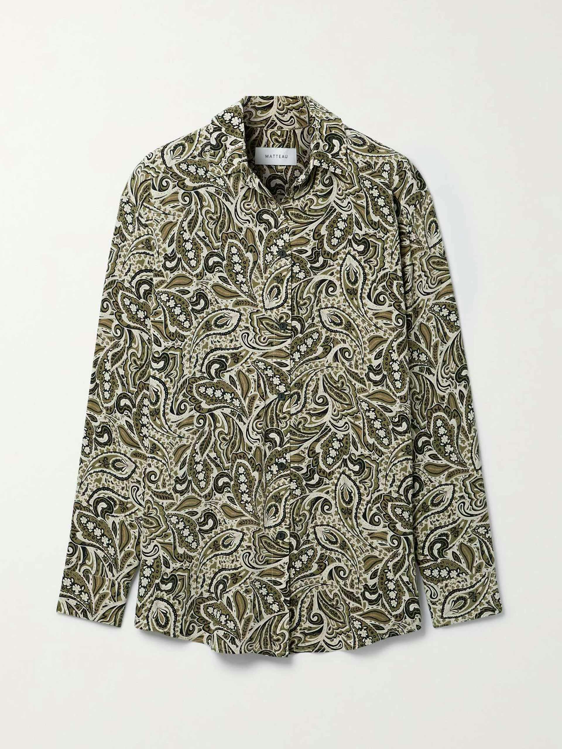 Paisley-print silk crepe de chine shirt