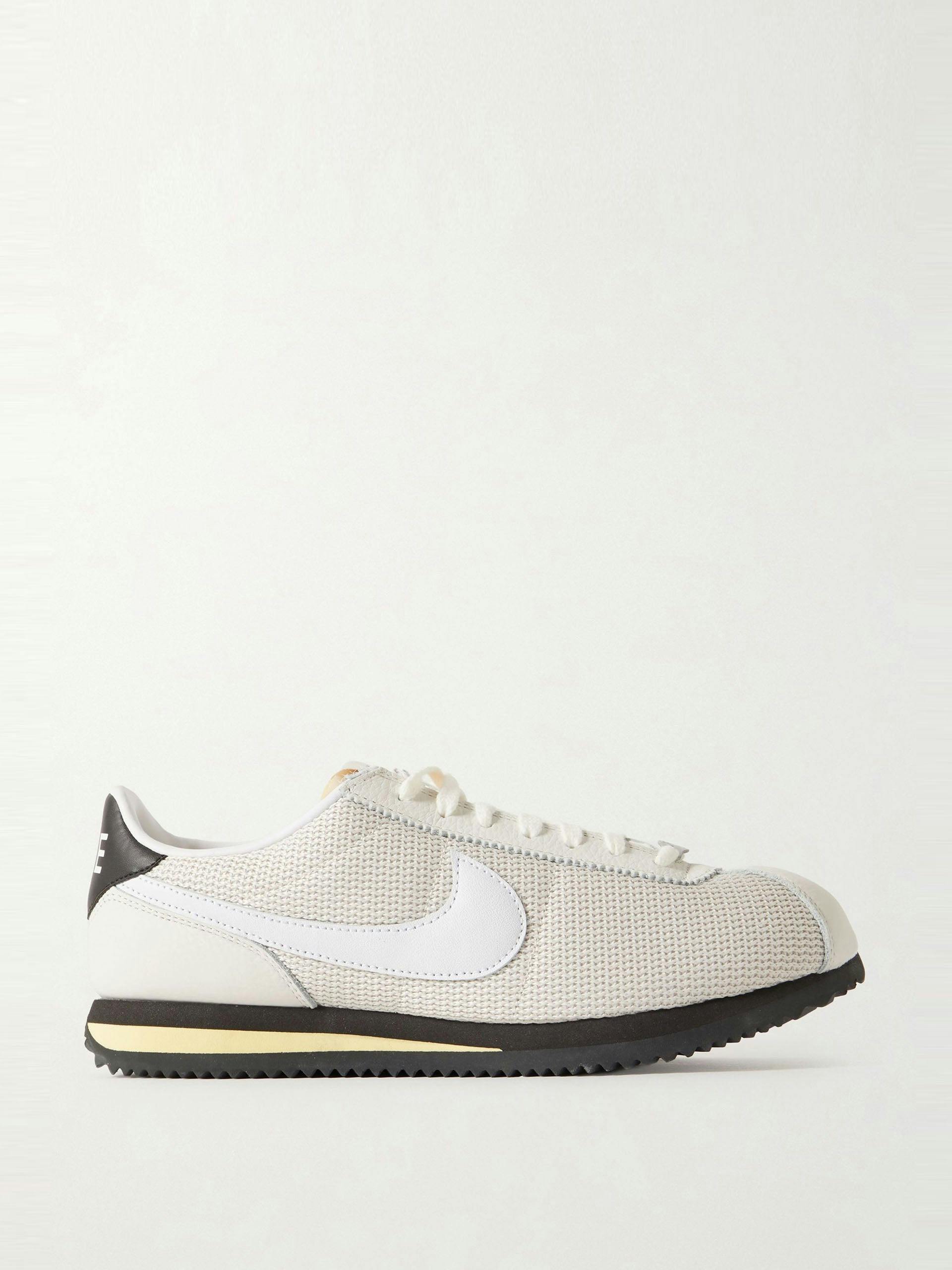 Cortez leather and ribbed-knit sneakers