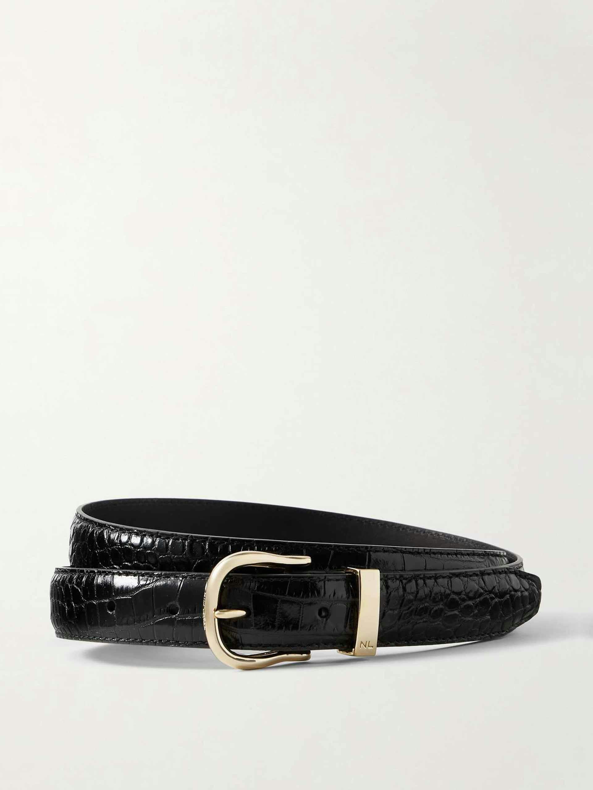 Louise croc-effect leather belt