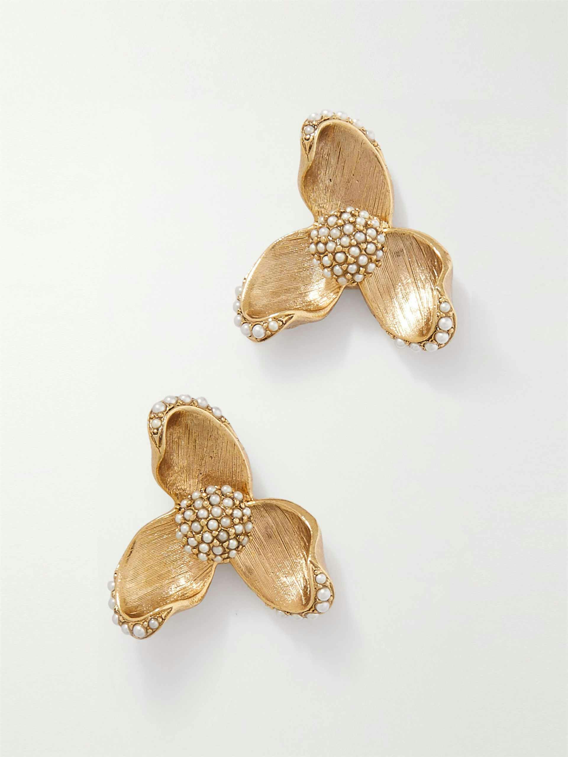 Gold-tone faux pearl earrings