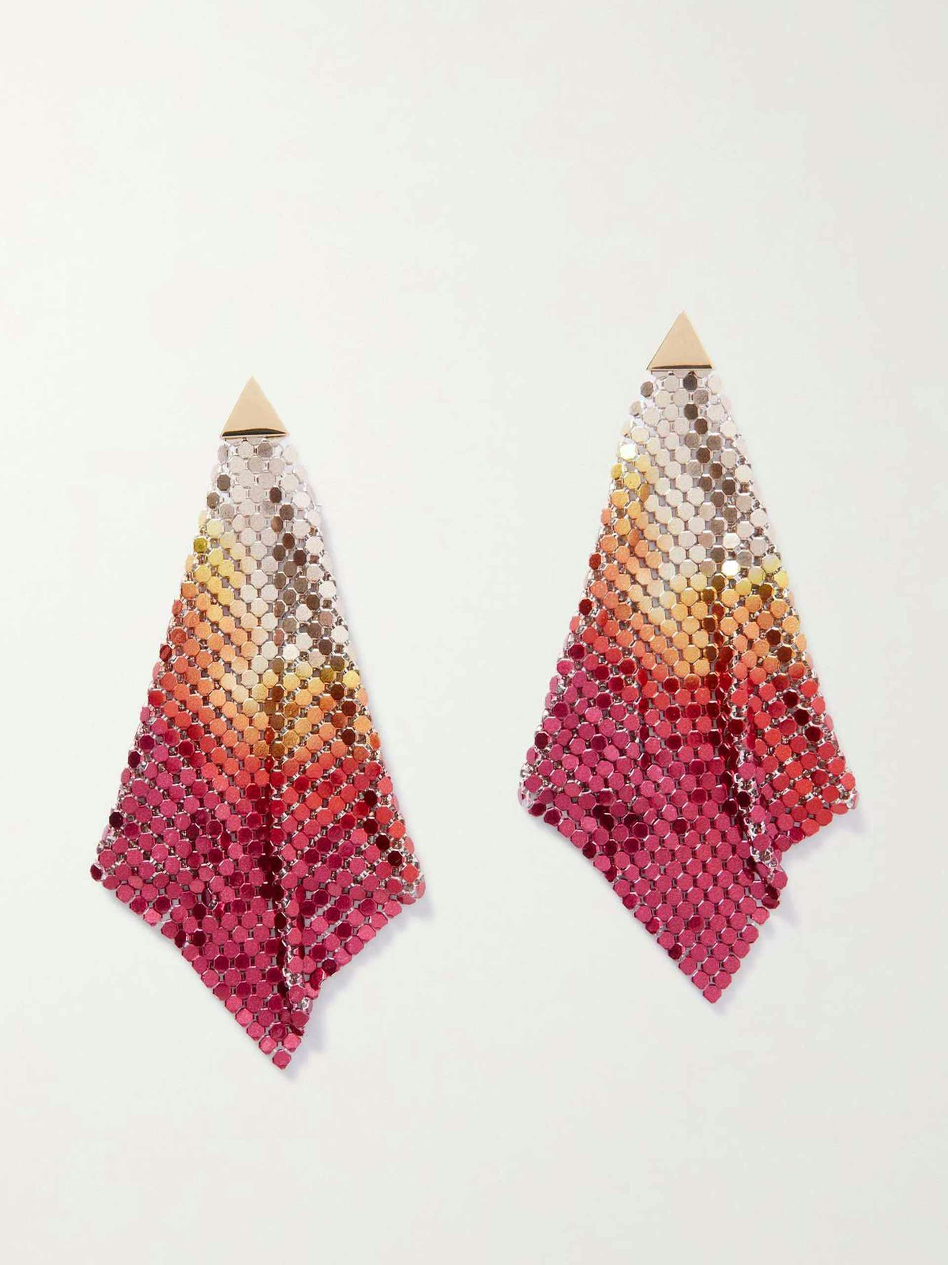 Sunset-hued chainmail earrings
