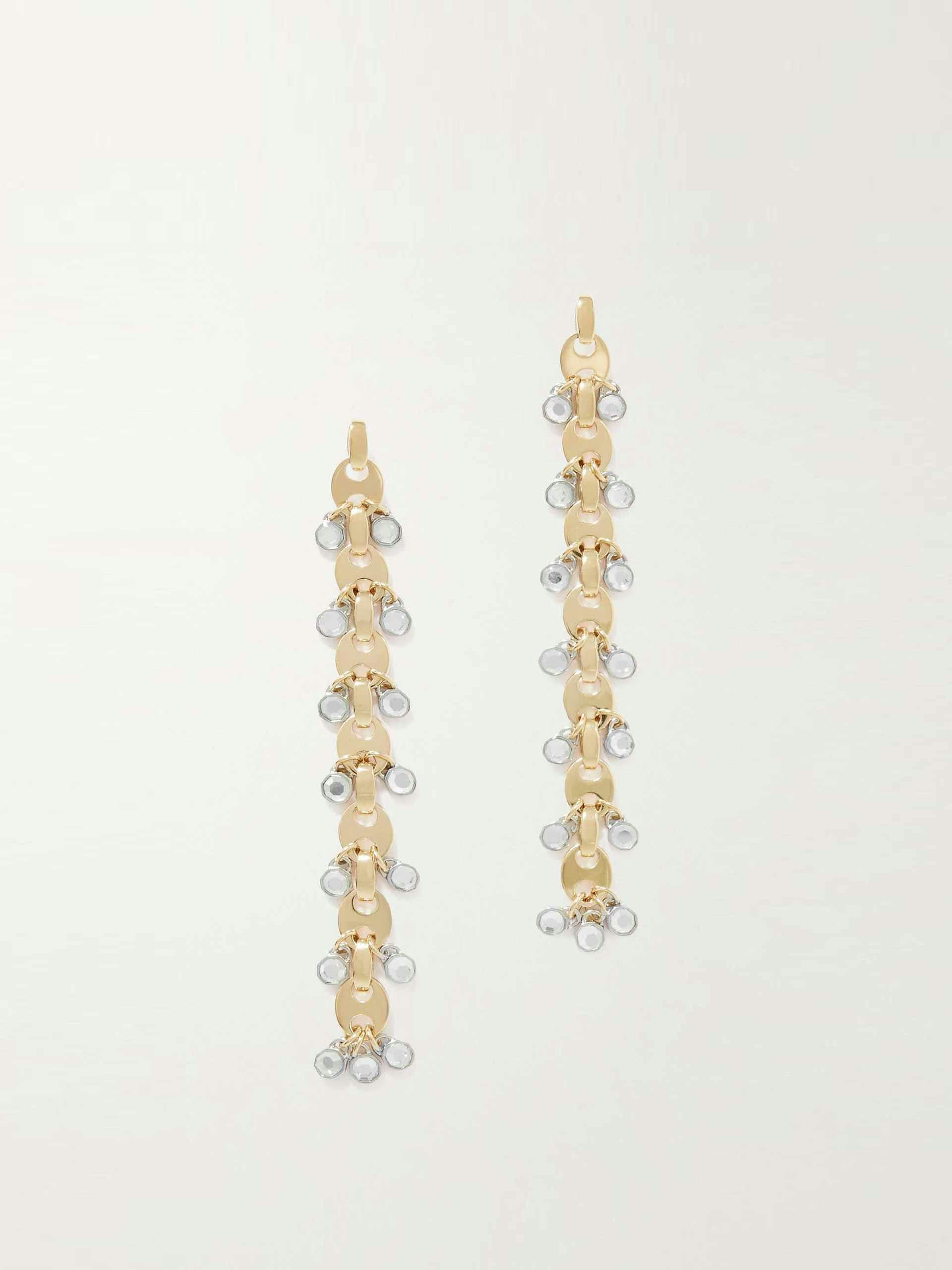 Gold-tone crystal dangling earrings