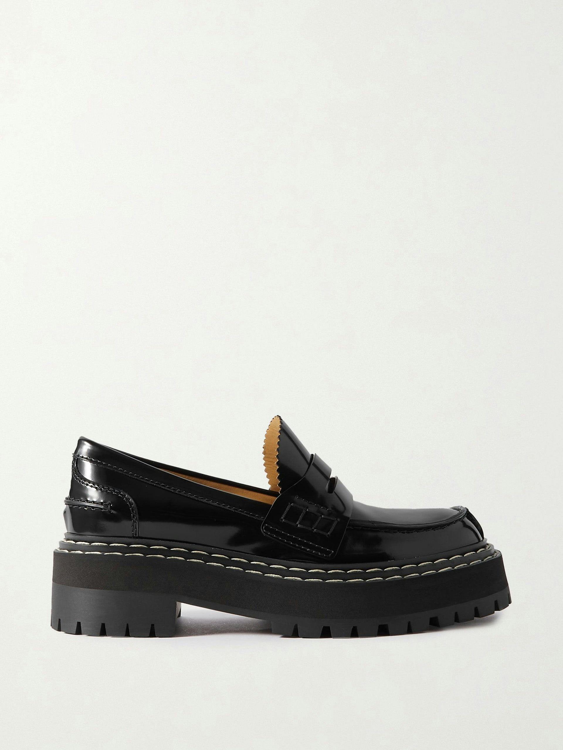 Patent-leather platform loafers