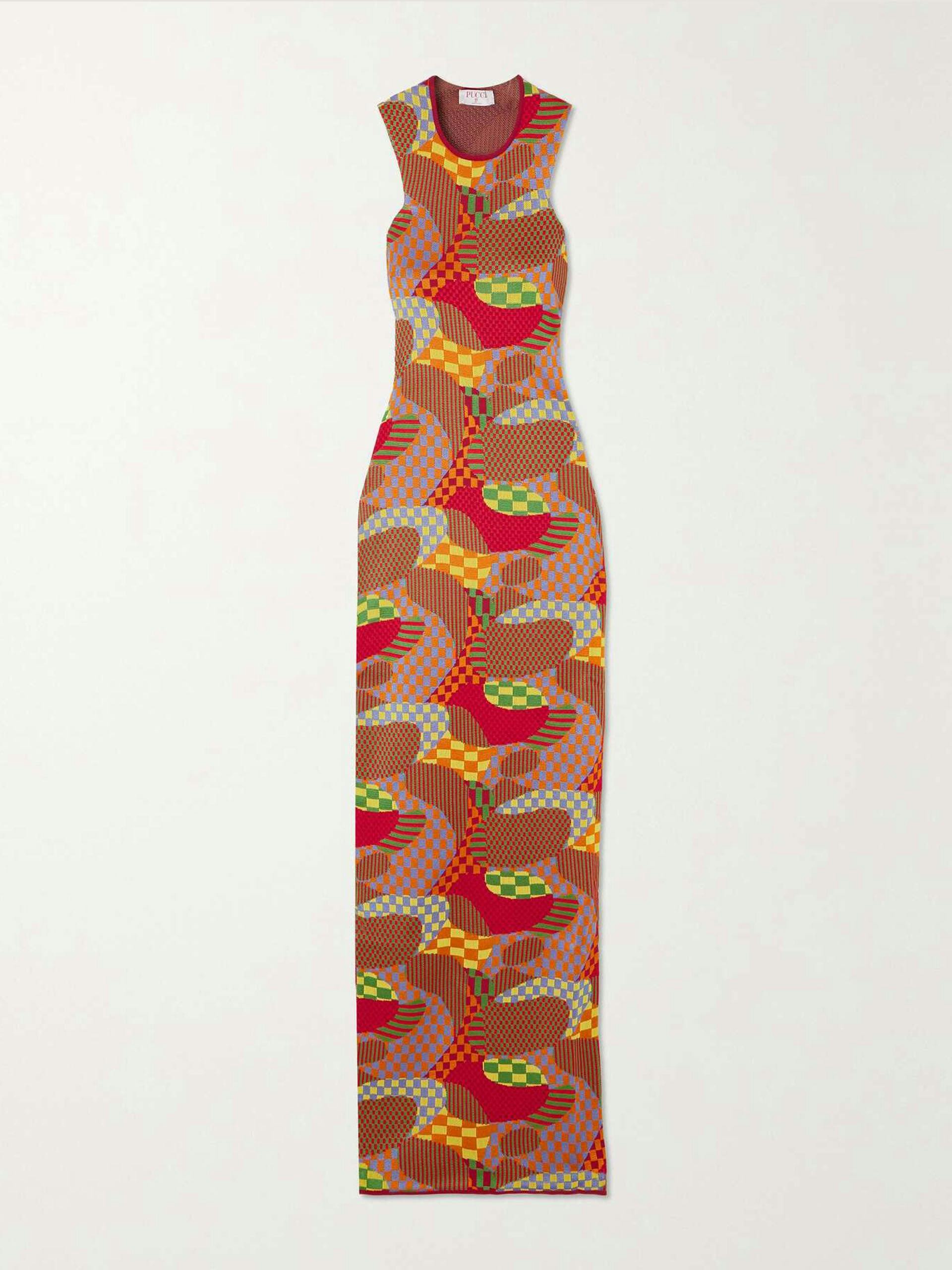 Jacquard-knit maxi dress