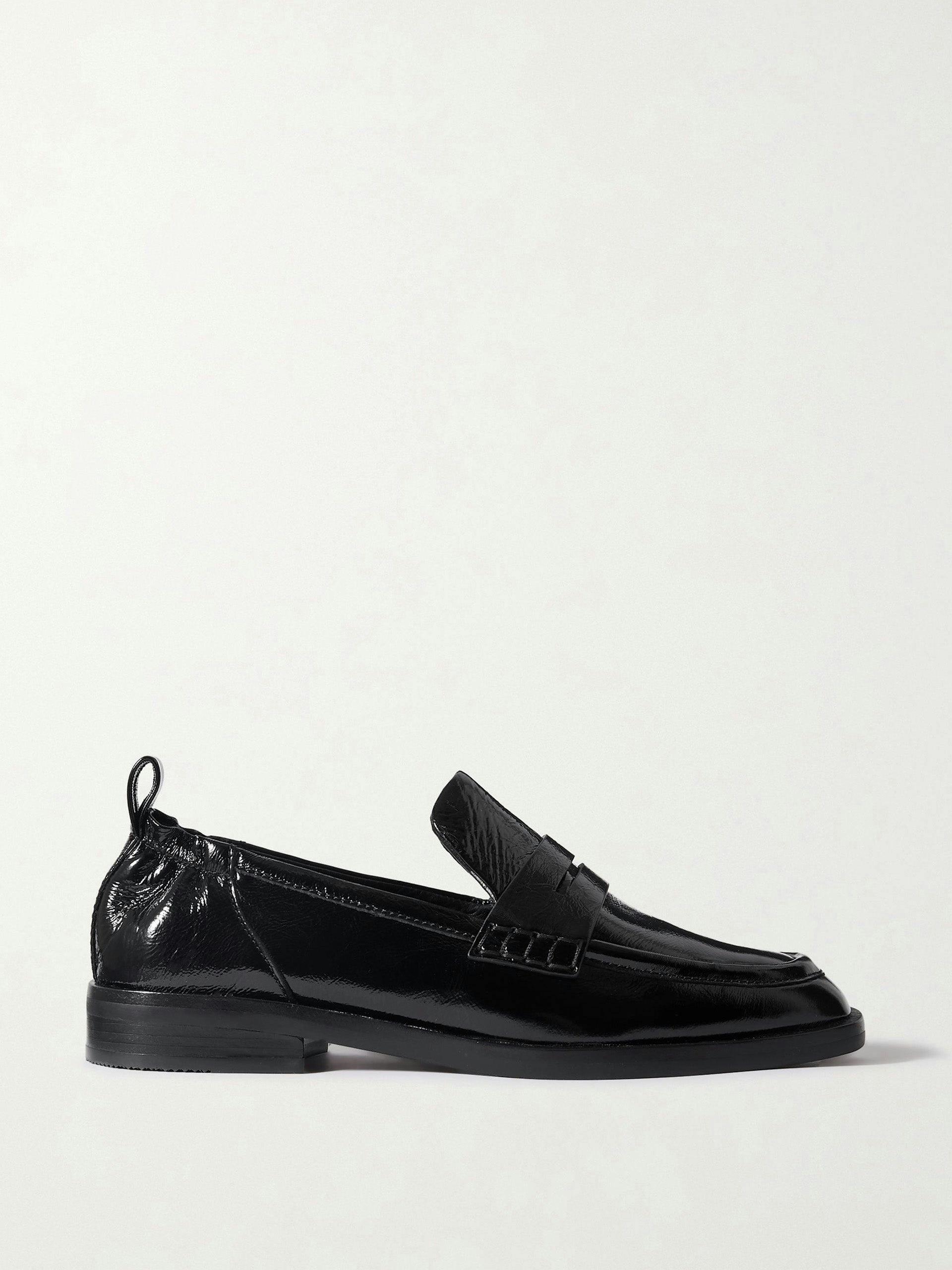 Alexa cracked-leather penny loafers