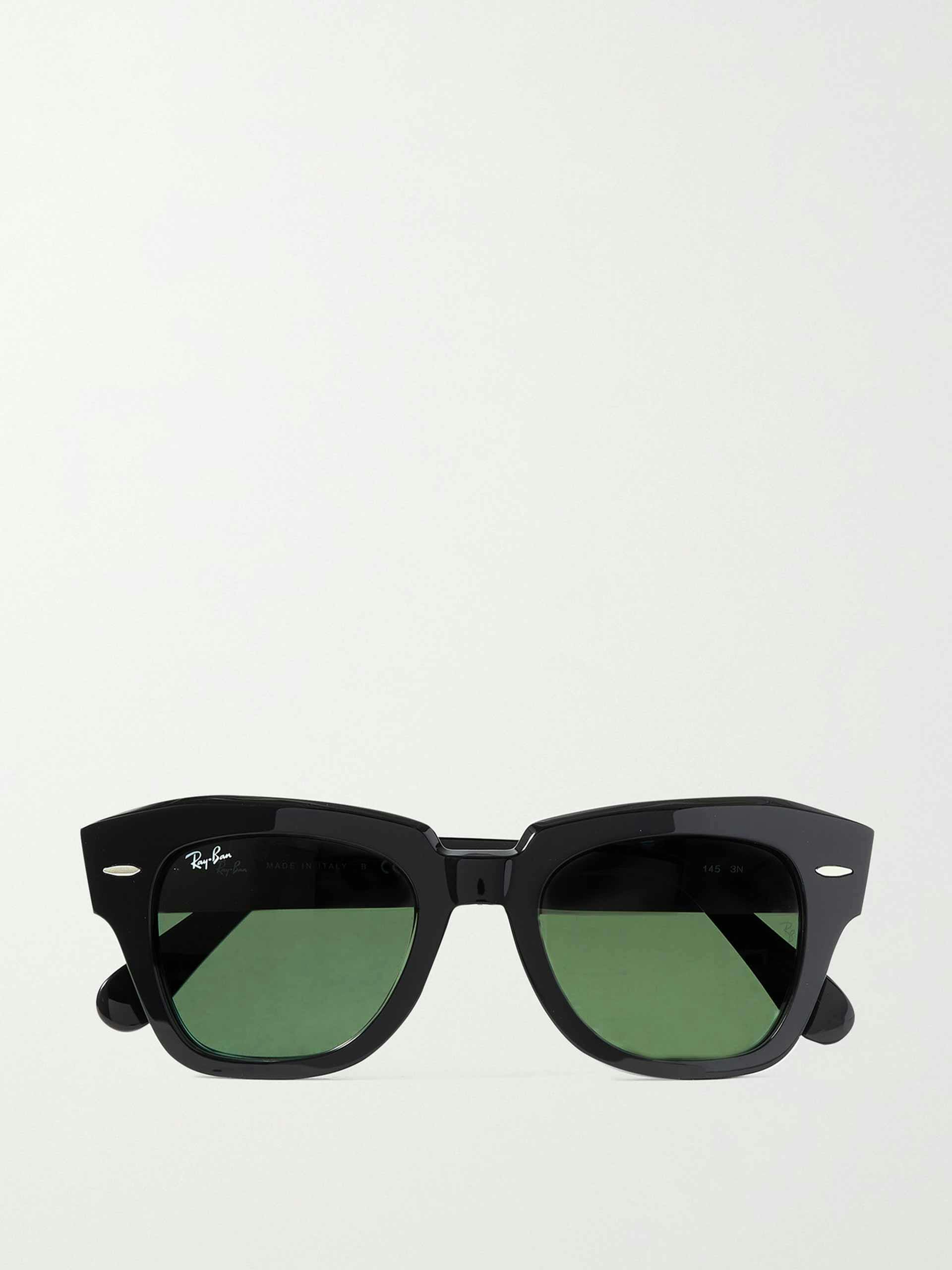 Black square-frame acetate sunglasses